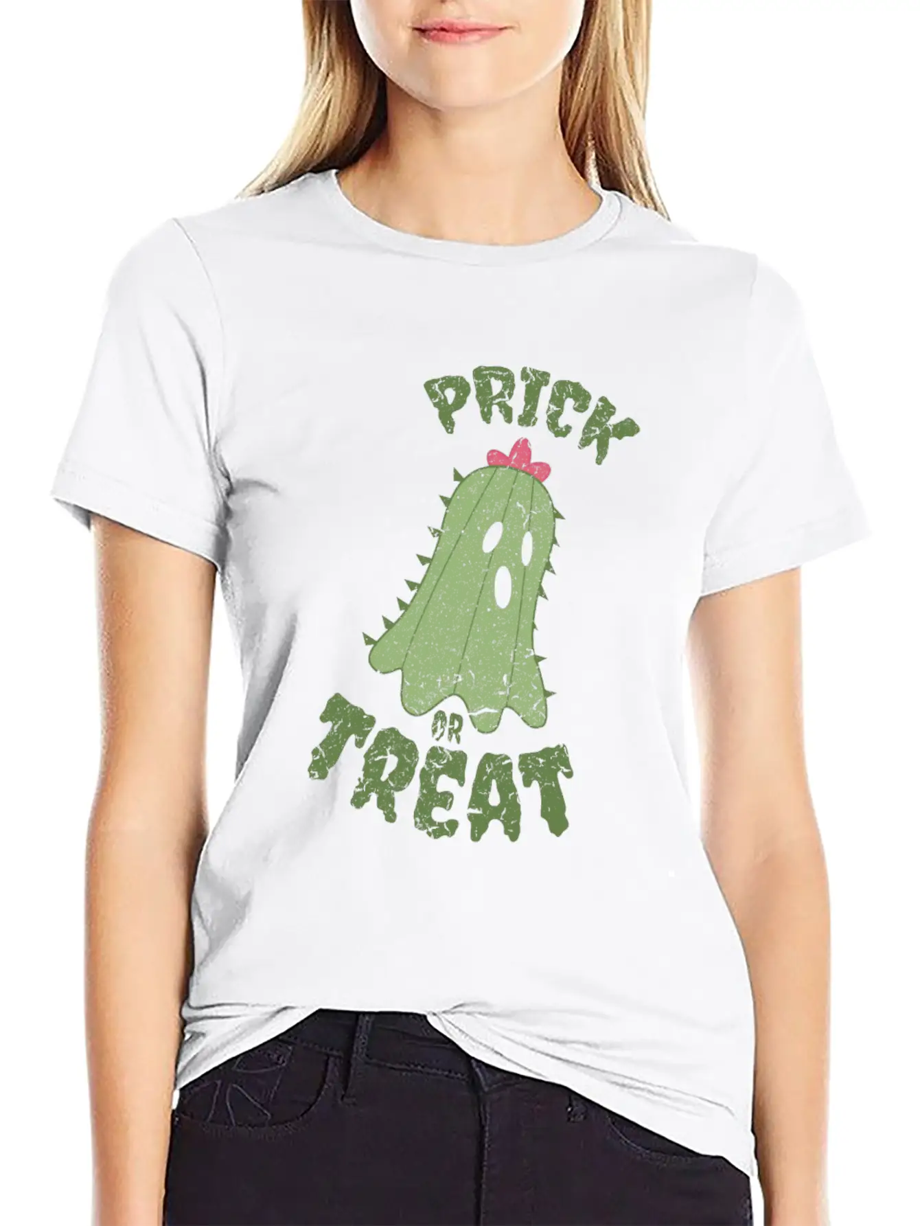 Creepy Ghost Cactus Gift Halloween Unisex Short Sleeve Soft Cotton T-Shirt – Casual Everyday Wear