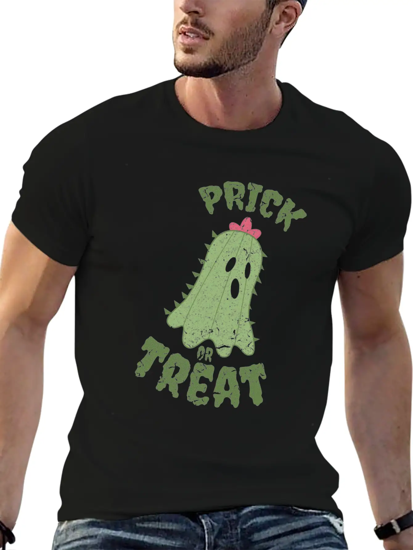 Creepy Ghost Cactus Gift Halloween Unisex Short Sleeve Soft Cotton T-Shirt – Casual Everyday Wear