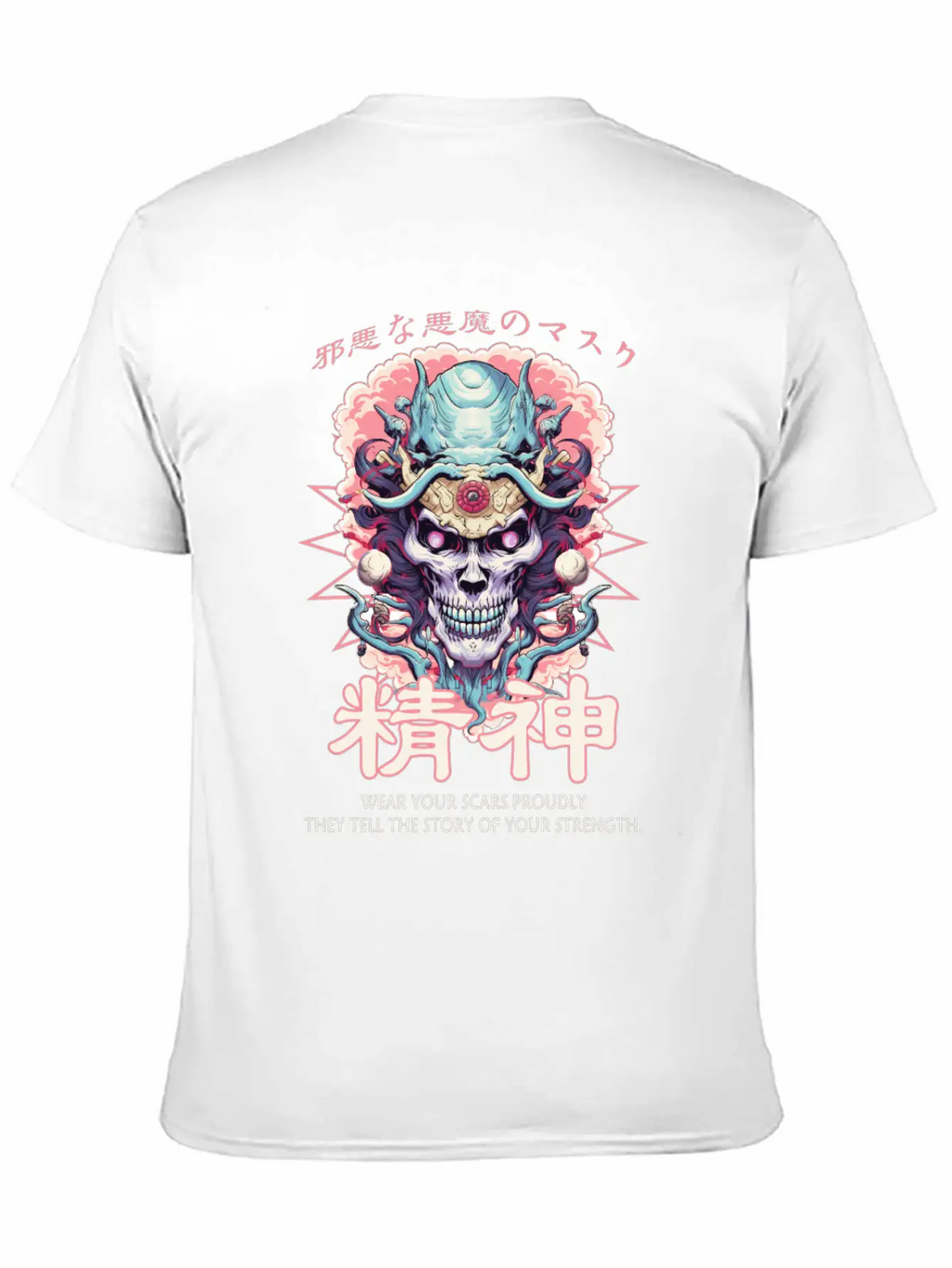 Creepy Oni Mask Japanese Streetwear Hiphop Harajuk Unisex Casual T-Shirt – Clean Design For Daily Comfort
