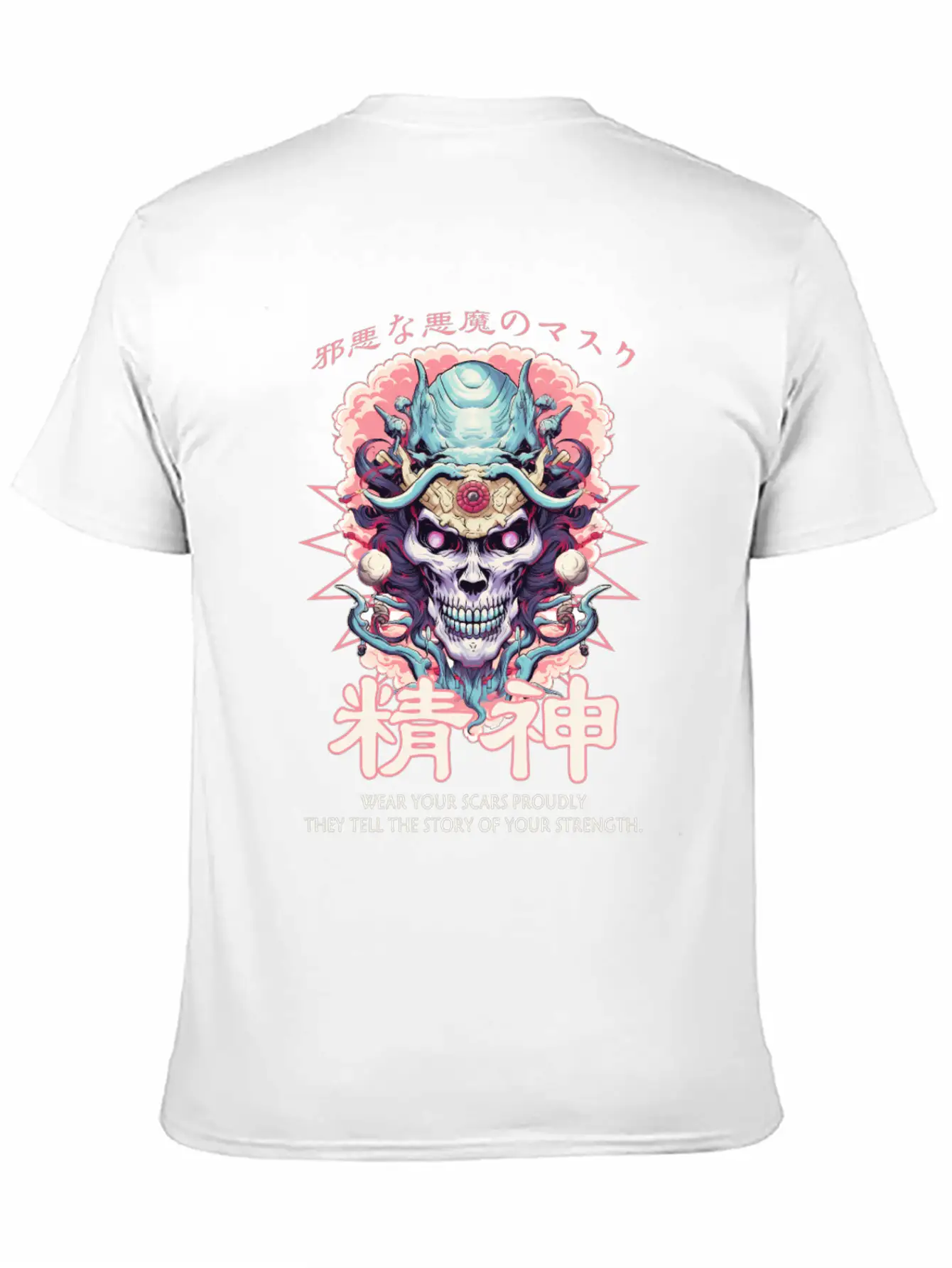 Creepy Oni Mask Japanese Streetwear Hiphop Harajuk Unisex Casual T-Shirt – Clean Design For Daily Comfort