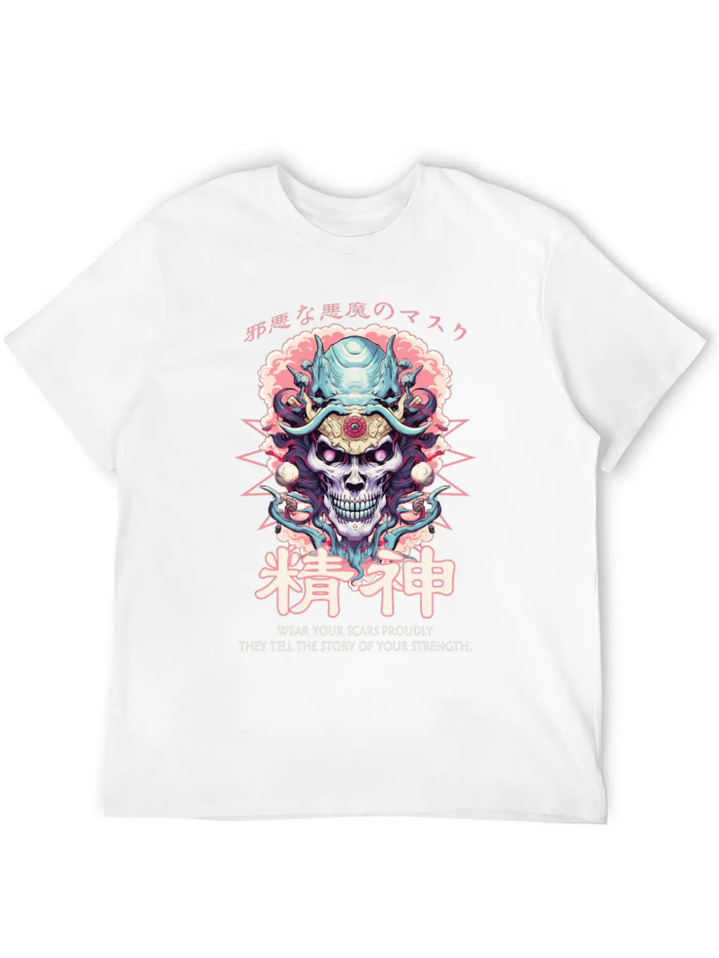Creepy Oni Mask Japanese Streetwear Hiphop Harajuk Unisex Casual T-Shirt – Clean Design For Daily Comfort