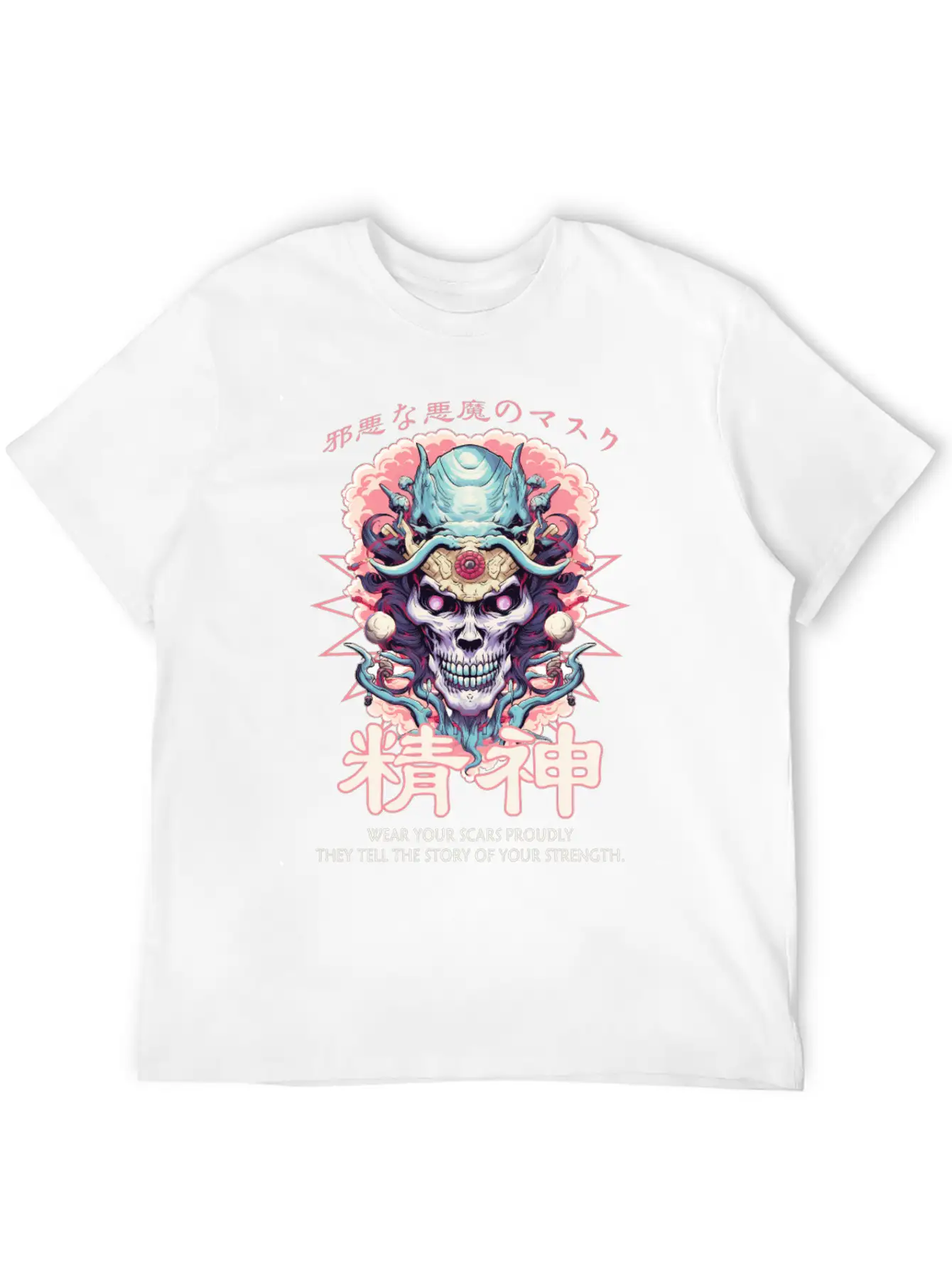 Creepy Oni Mask Japanese Streetwear Hiphop Harajuk Unisex Casual T-Shirt – Clean Design For Daily Comfort