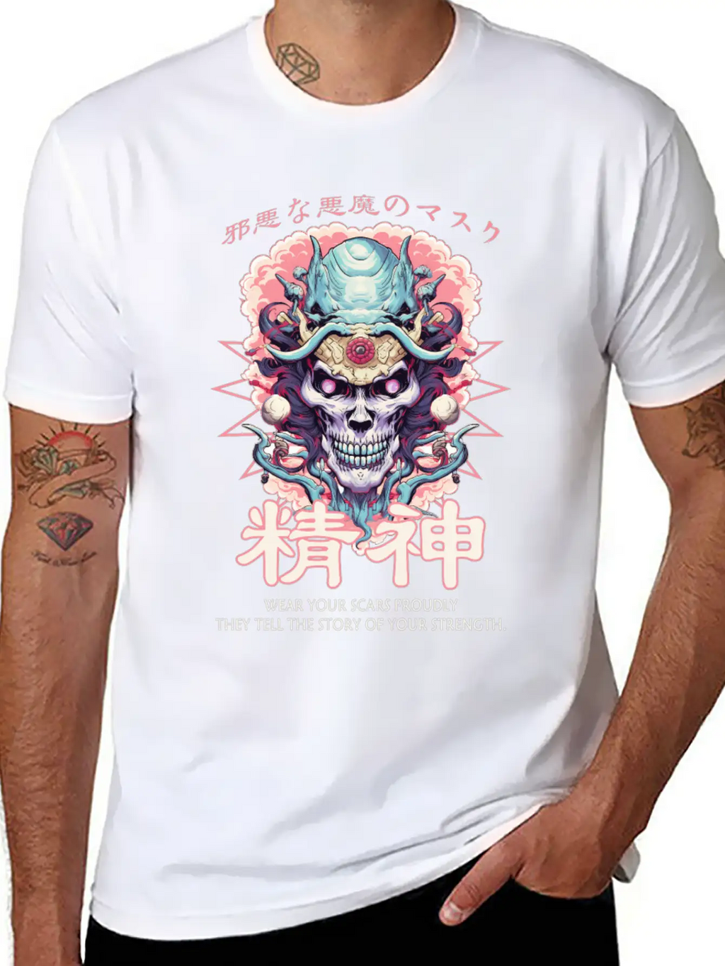 Creepy Oni Mask Japanese Streetwear Hiphop Harajuk Unisex Casual T-Shirt – Clean Design For Daily Comfort