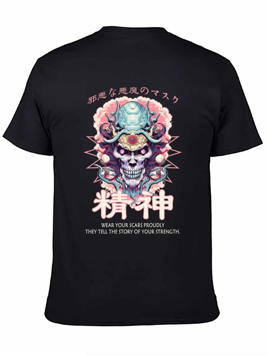 Creepy Oni Mask Japanese Streetwear Hiphop Harajuk Unisex Casual T-Shirt – Clean Design For Daily Comfort