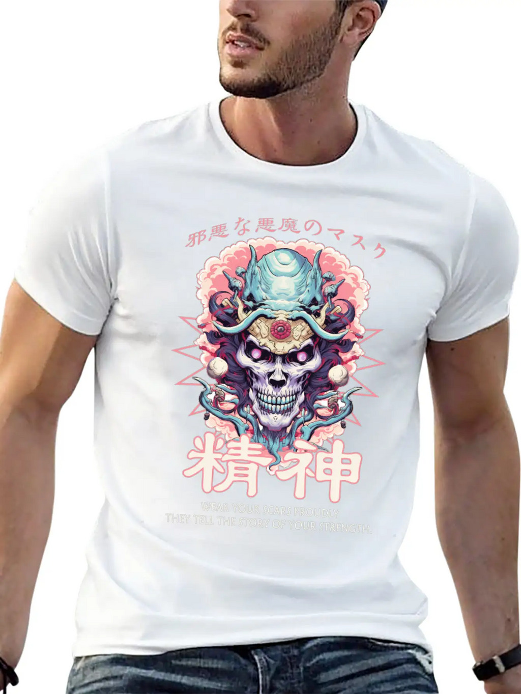 Creepy Oni Mask Japanese Streetwear Hiphop Harajuk Unisex Casual T-Shirt – Clean Design For Daily Comfort