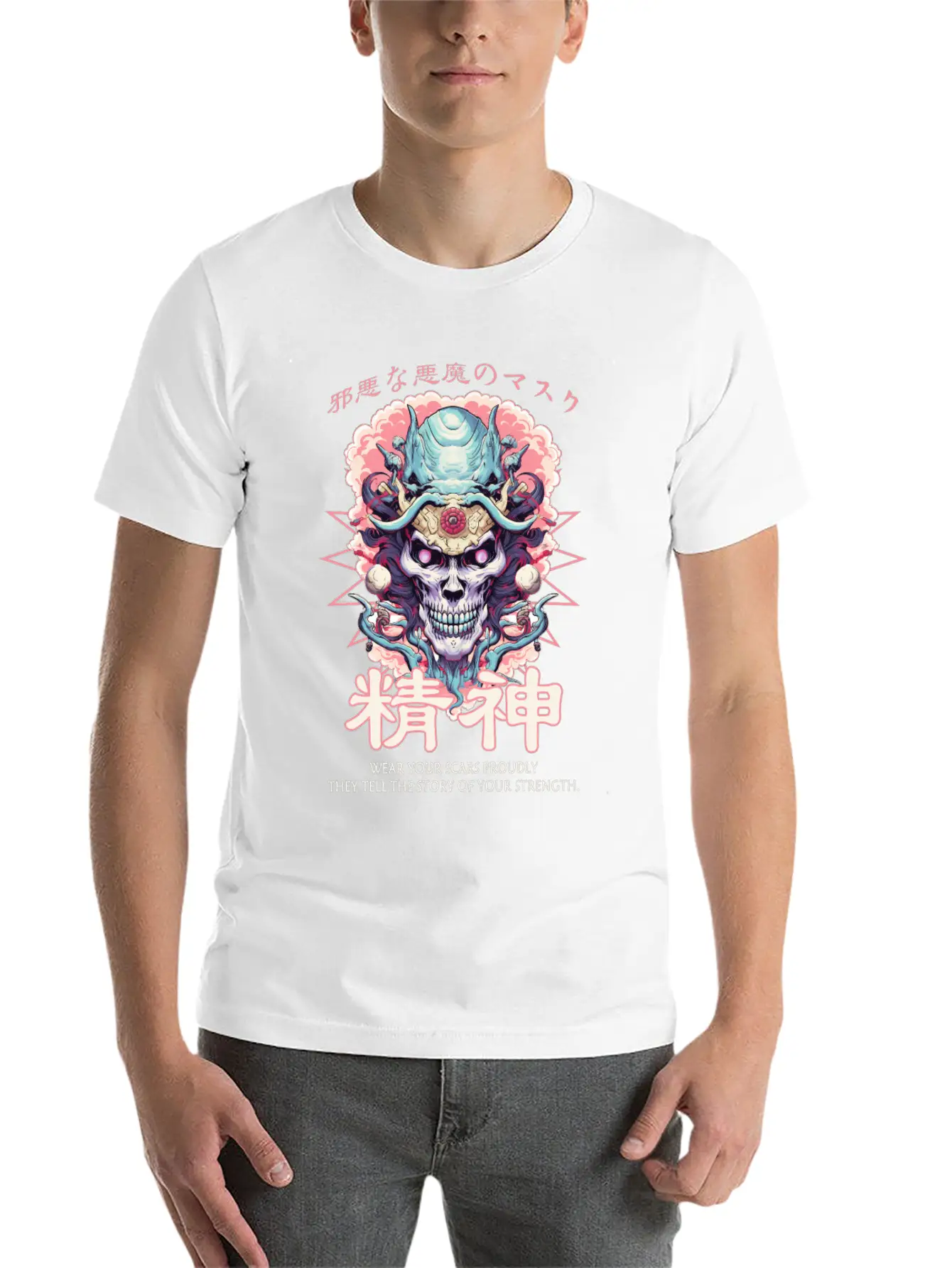 Creepy Oni Mask Japanese Streetwear Hiphop Harajuk Unisex Casual T-Shirt – Clean Design For Daily Comfort