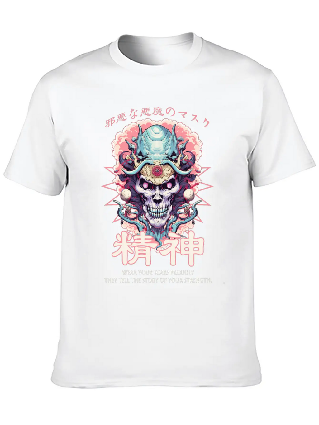Creepy Oni Mask Japanese Streetwear Hiphop Harajuk Unisex Casual T-Shirt – Clean Design For Daily Comfort