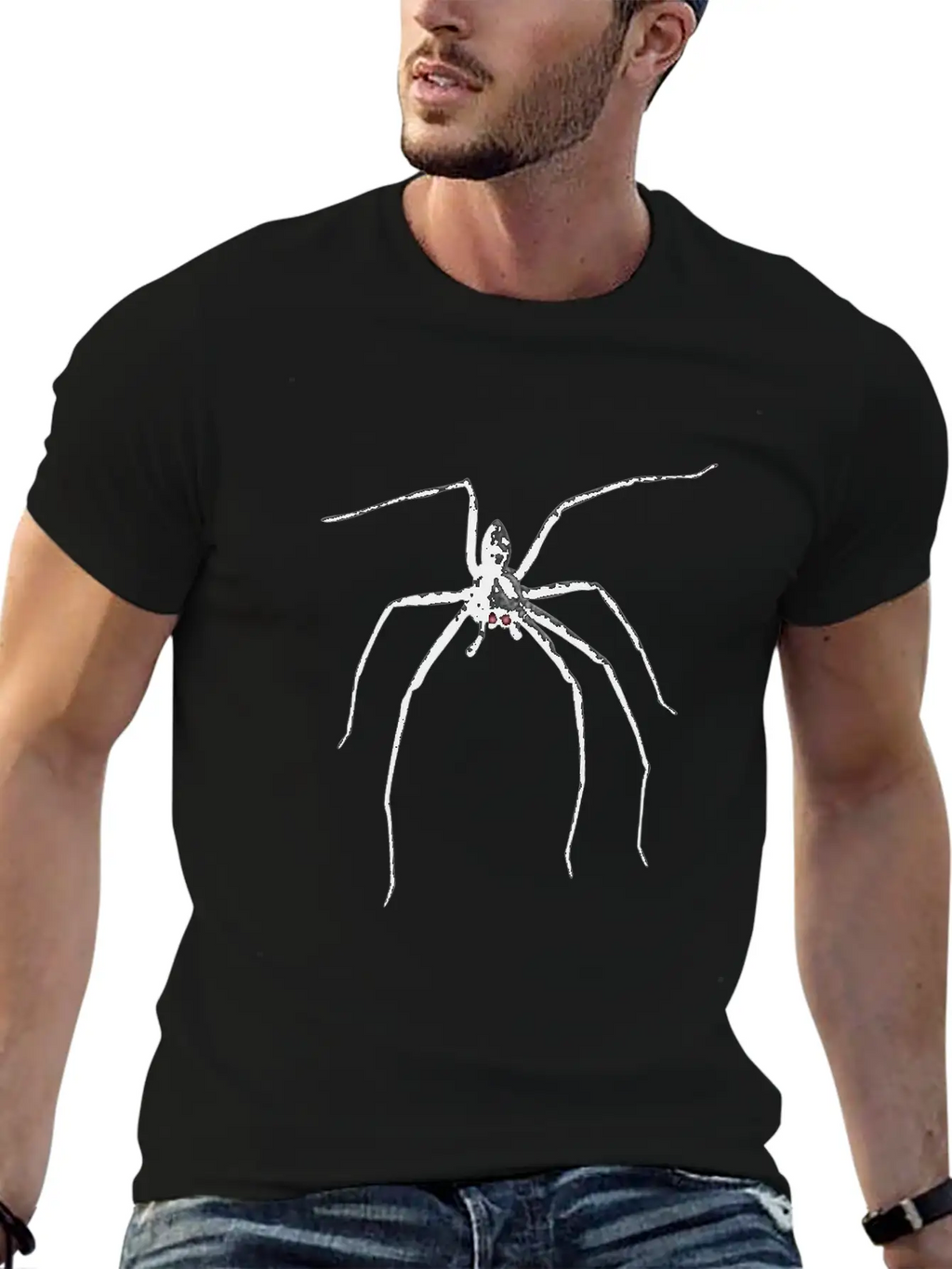 Creepy Realistic Spider Long Legs Disgusting Gift Unisex Short Sleeve Soft Cotton T-Shirt – Casual Everyday Wear