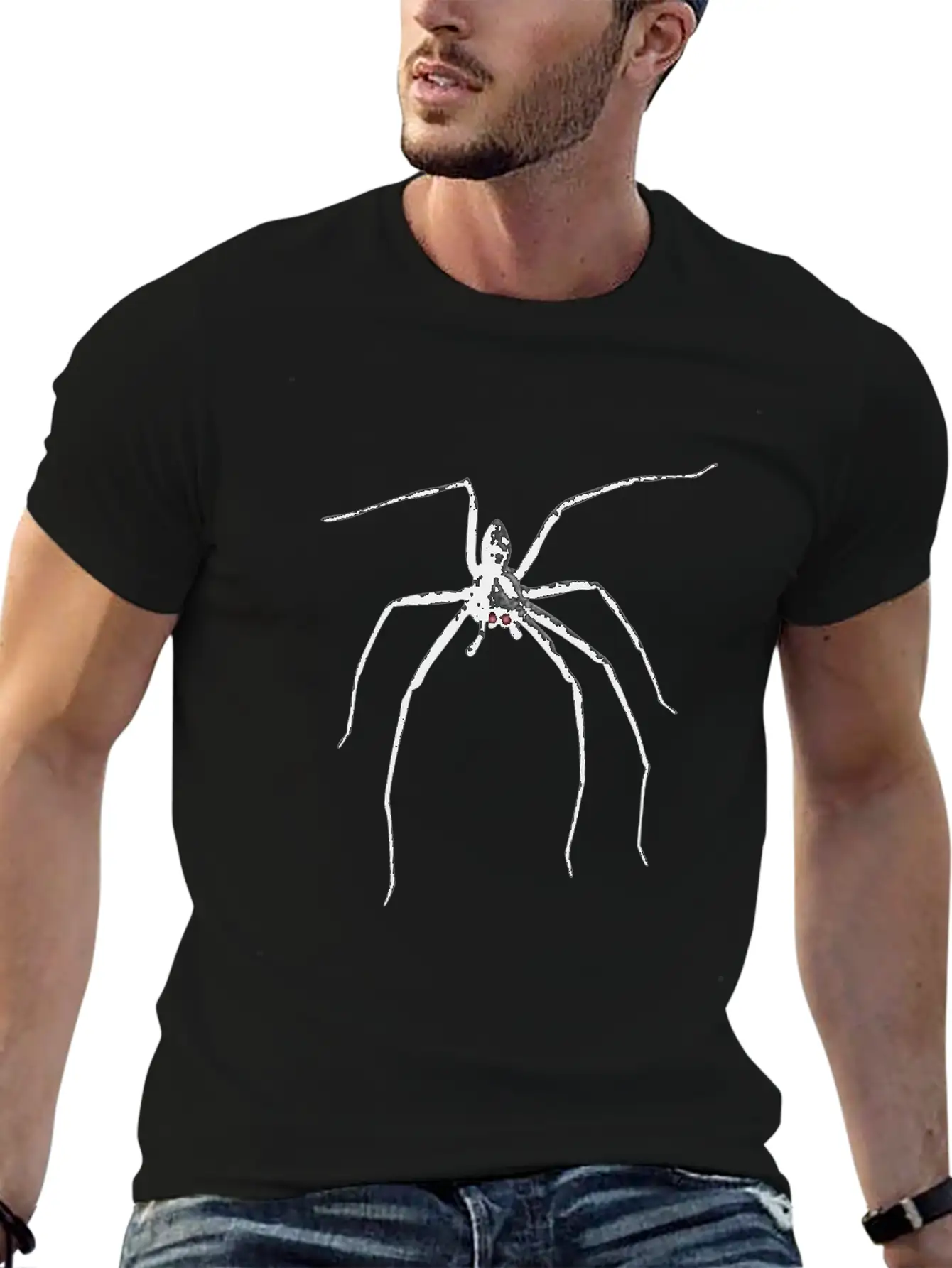 Creepy Realistic Spider Long Legs Disgusting Gift Unisex Short Sleeve Soft Cotton T-Shirt – Casual Everyday Wear