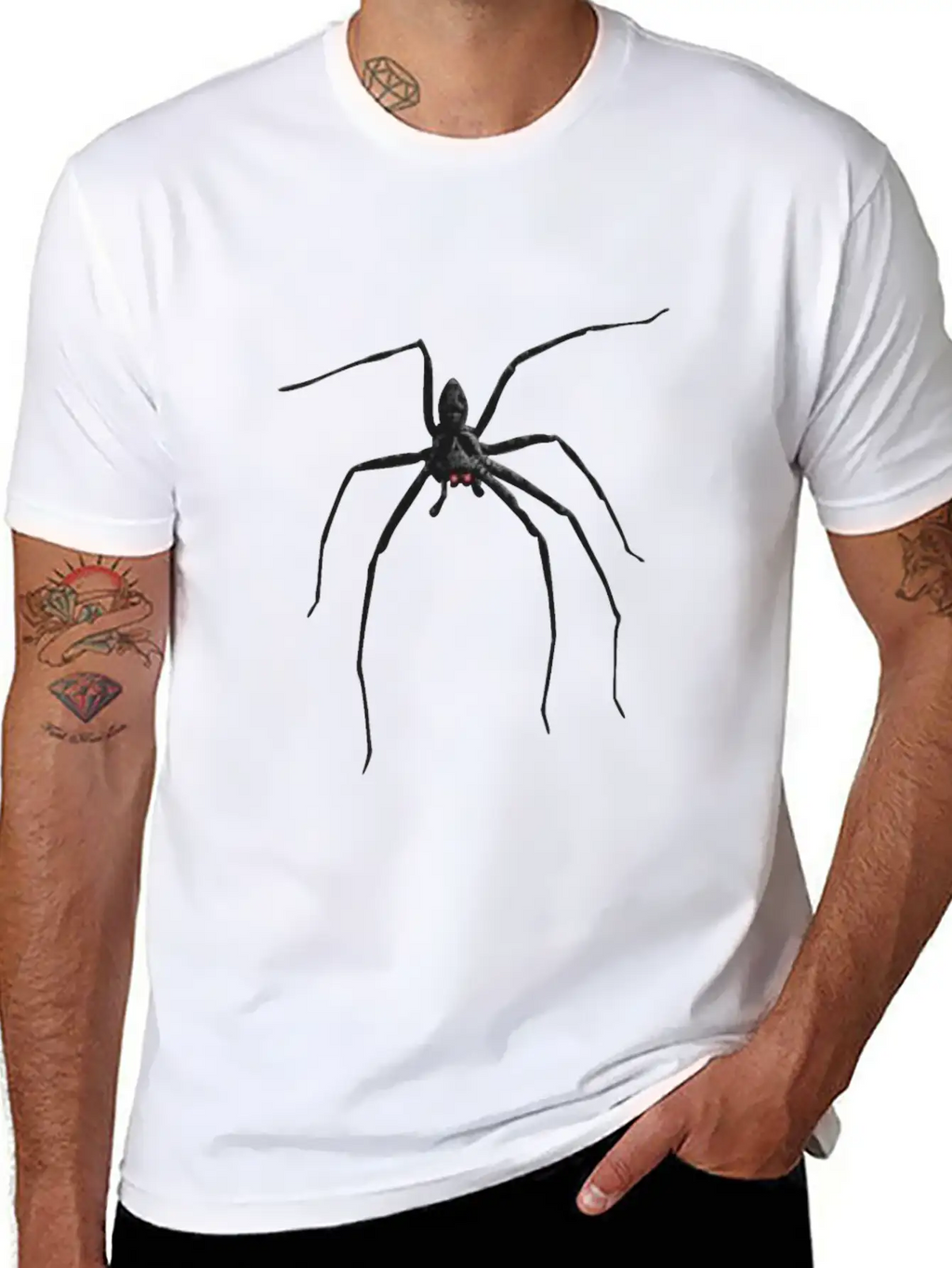 Creepy Realistic Spider Long Legs Disgusting Gift Unisex Short Sleeve Soft Cotton T-Shirt – Casual Everyday Wear