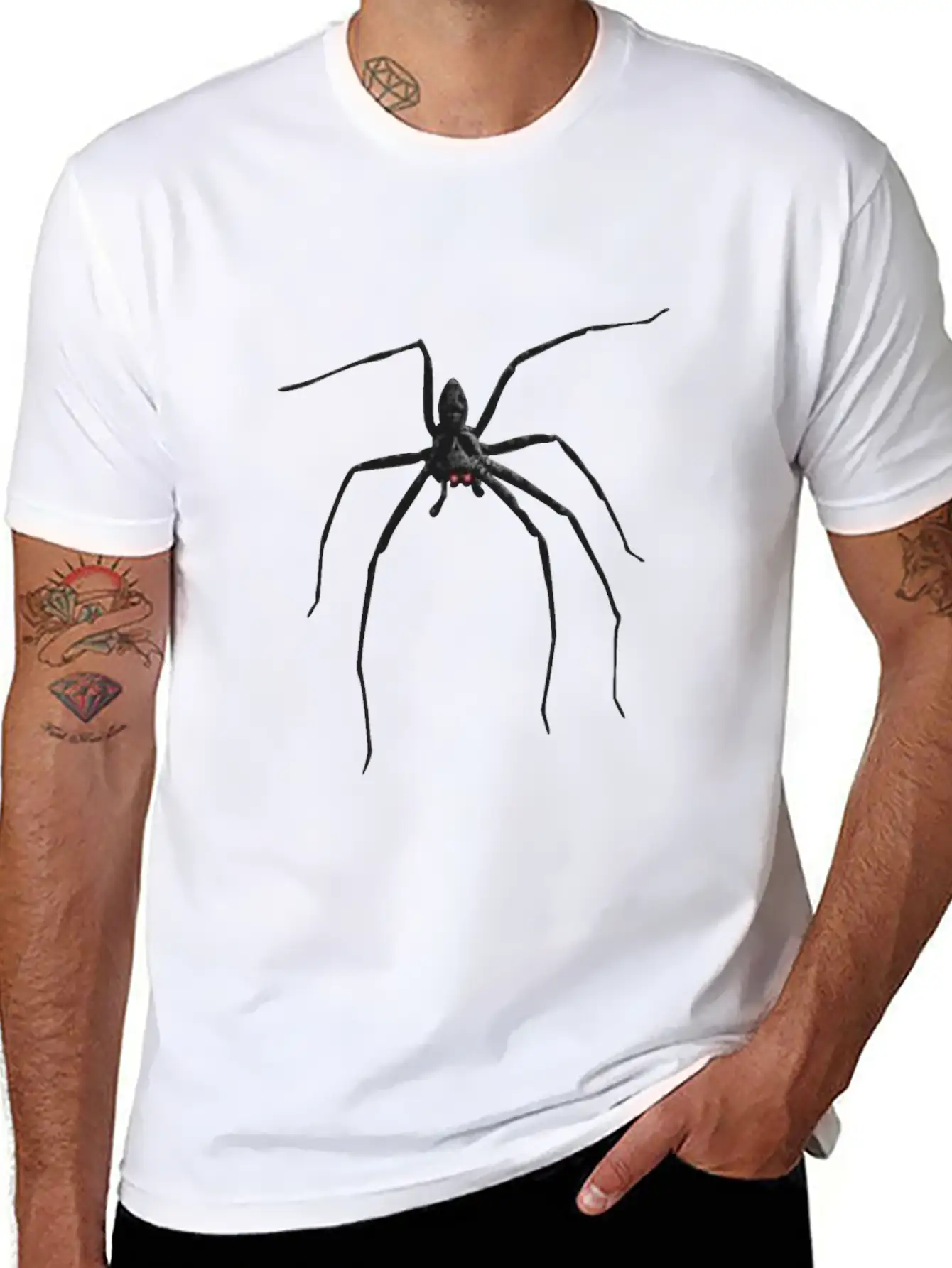 Creepy Realistic Spider Long Legs Disgusting Gift Unisex Short Sleeve Soft Cotton T-Shirt – Casual Everyday Wear