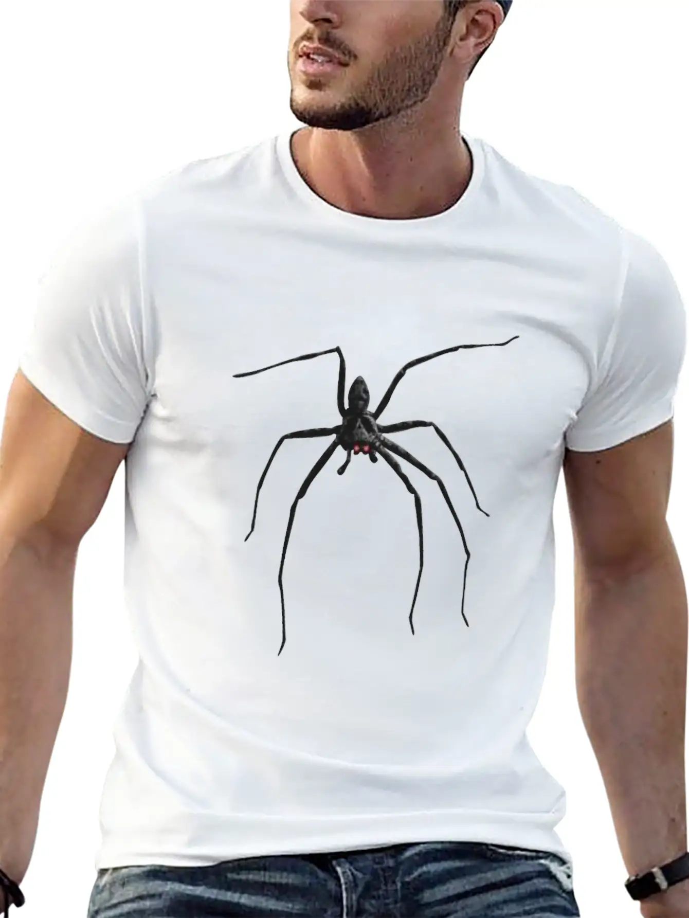 Creepy Realistic Spider Long Legs Disgusting Gift Unisex Short Sleeve Soft Cotton T-Shirt – Casual Everyday Wear