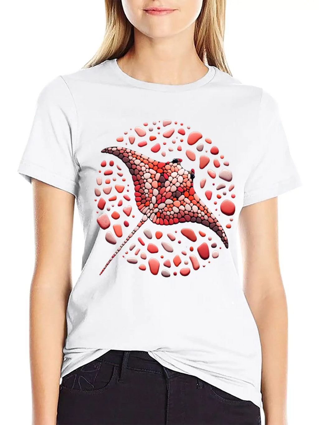 Crimson Swirl Ray Mosaic Unisex Casual T-Shirt – Clean Design For Daily Comfort