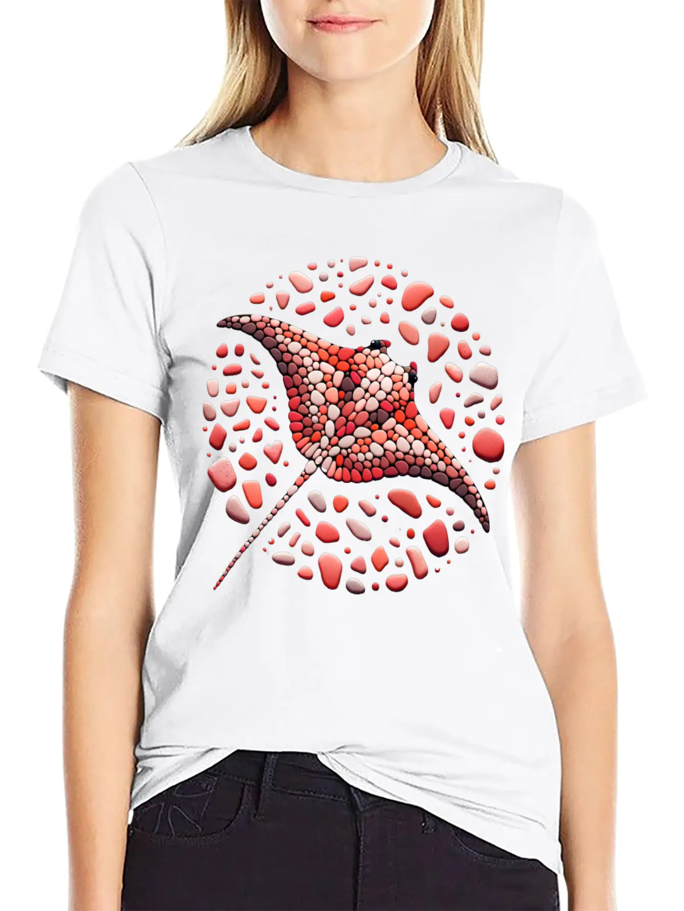 Crimson Swirl Ray Mosaic Unisex Casual T-Shirt – Clean Design For Daily Comfort