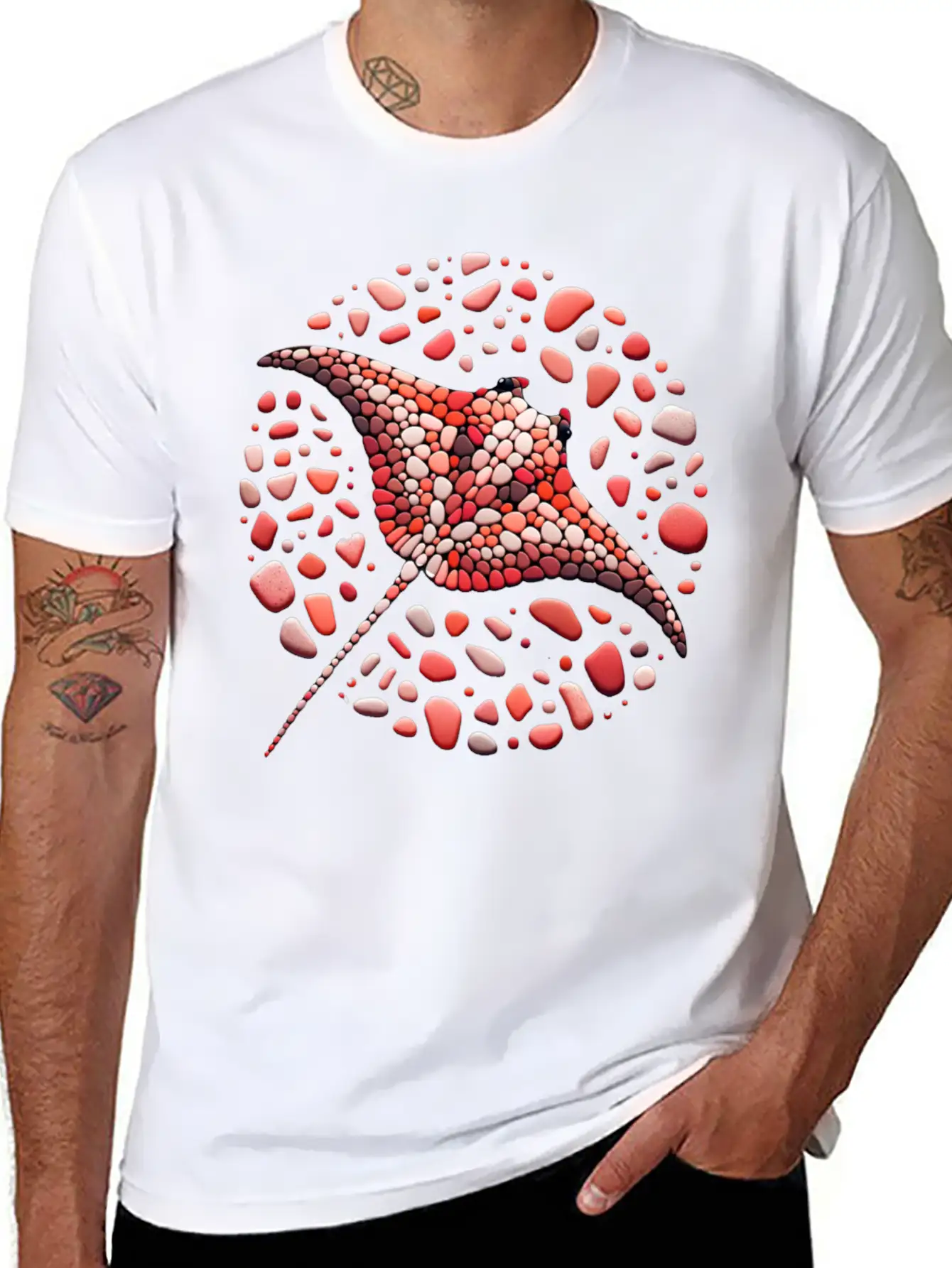 Crimson Swirl Ray Mosaic Unisex Casual T-Shirt – Clean Design For Daily Comfort