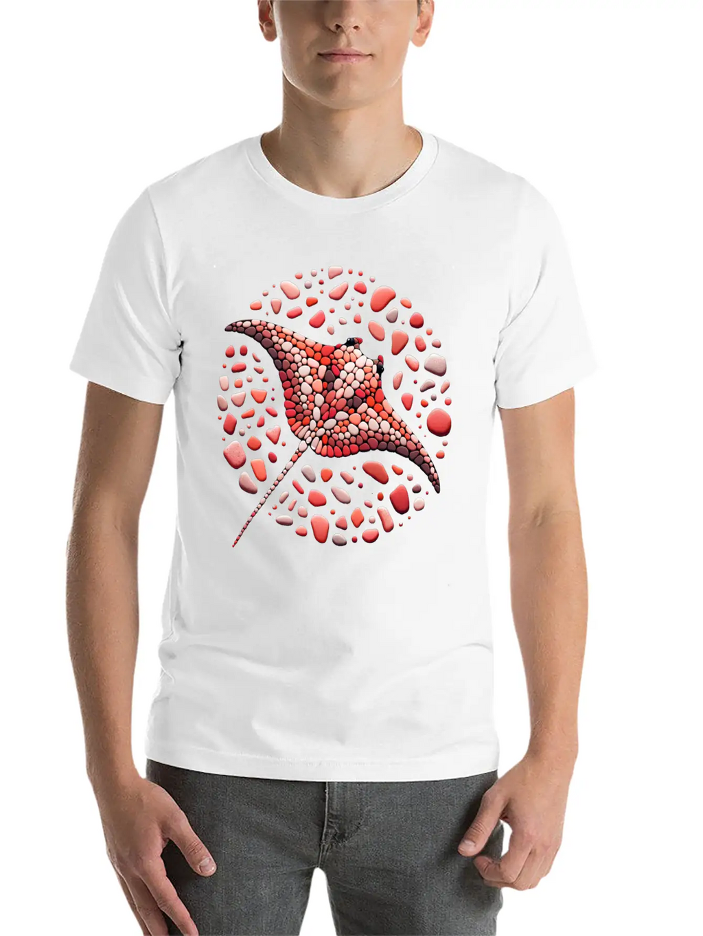 Crimson Swirl Ray Mosaic Unisex Casual T-Shirt – Clean Design For Daily Comfort