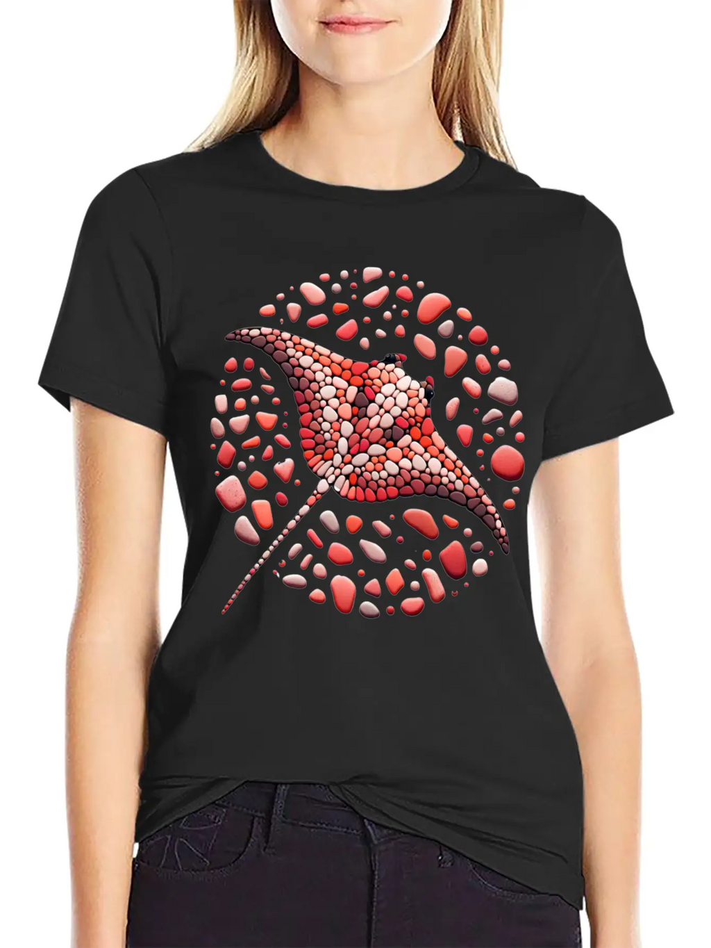 Crimson Swirl Ray Mosaic Unisex Casual T-Shirt – Clean Design For Daily Comfort