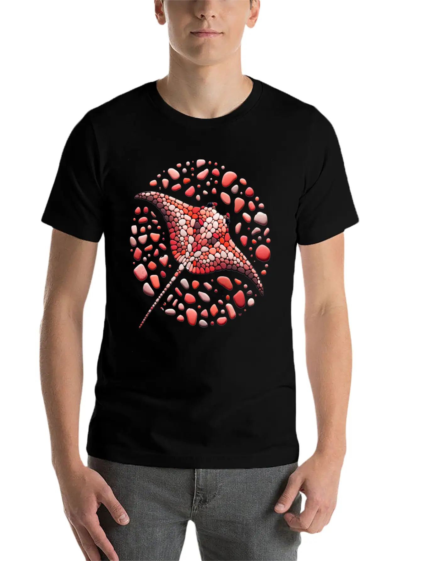 Crimson Swirl Ray Mosaic Unisex Casual T-Shirt – Clean Design For Daily Comfort