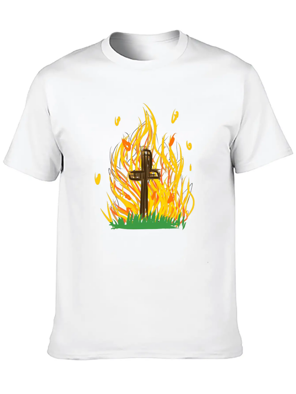 Cross Fire Burning Essential Cotton Tee For Daily Outfits – Unisex Style