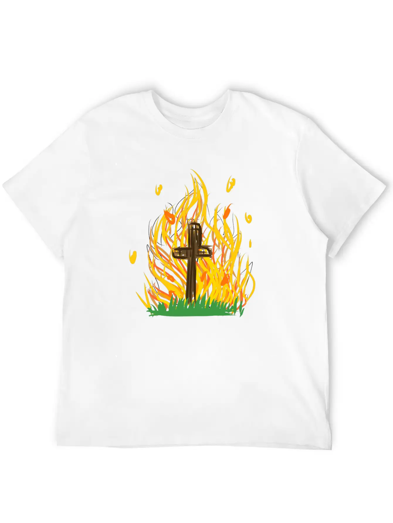 Cross Fire Burning Essential Cotton Tee For Daily Outfits – Unisex Style