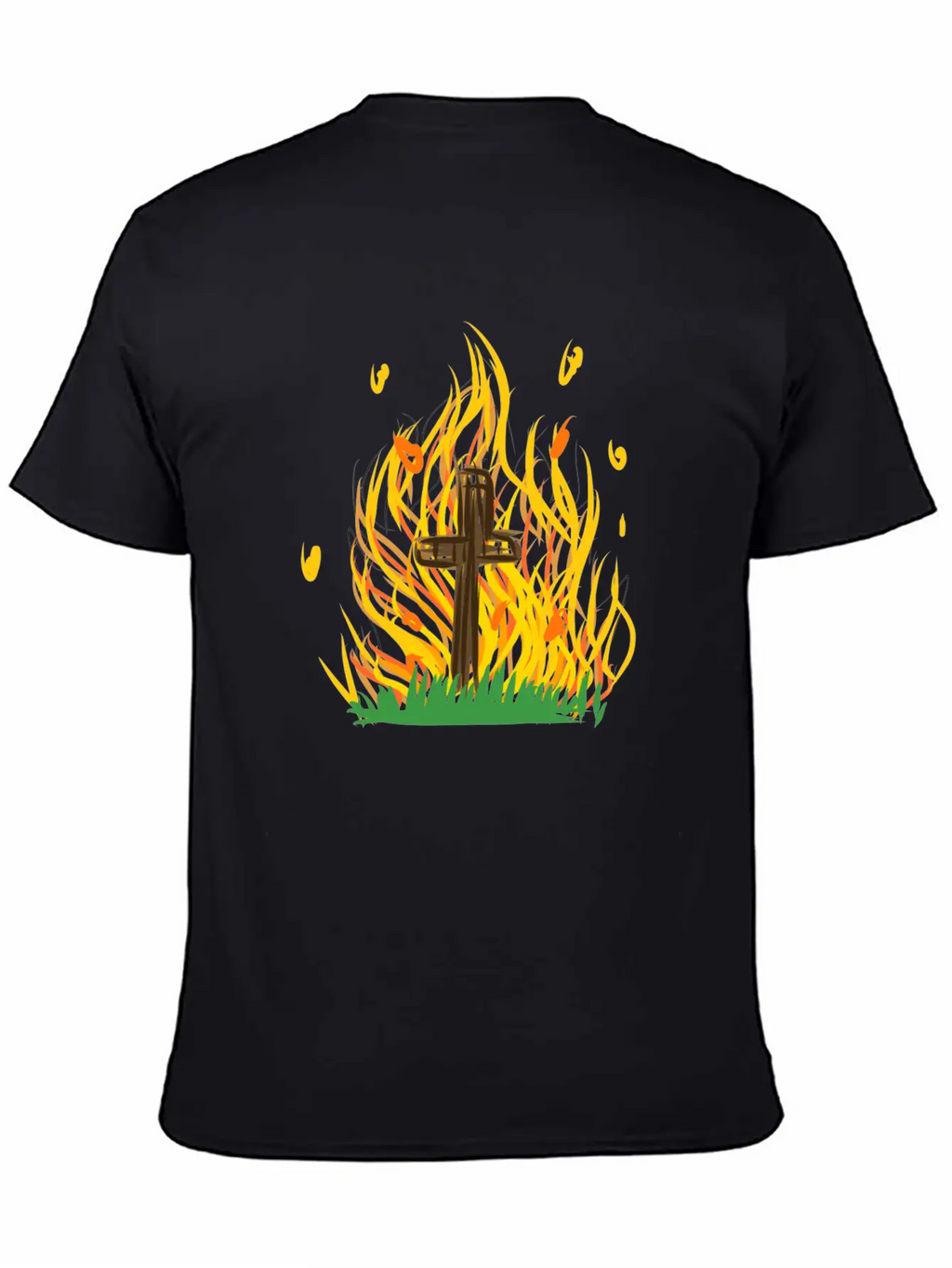 Cross Fire Burning Essential Cotton Tee For Daily Outfits – Unisex Style