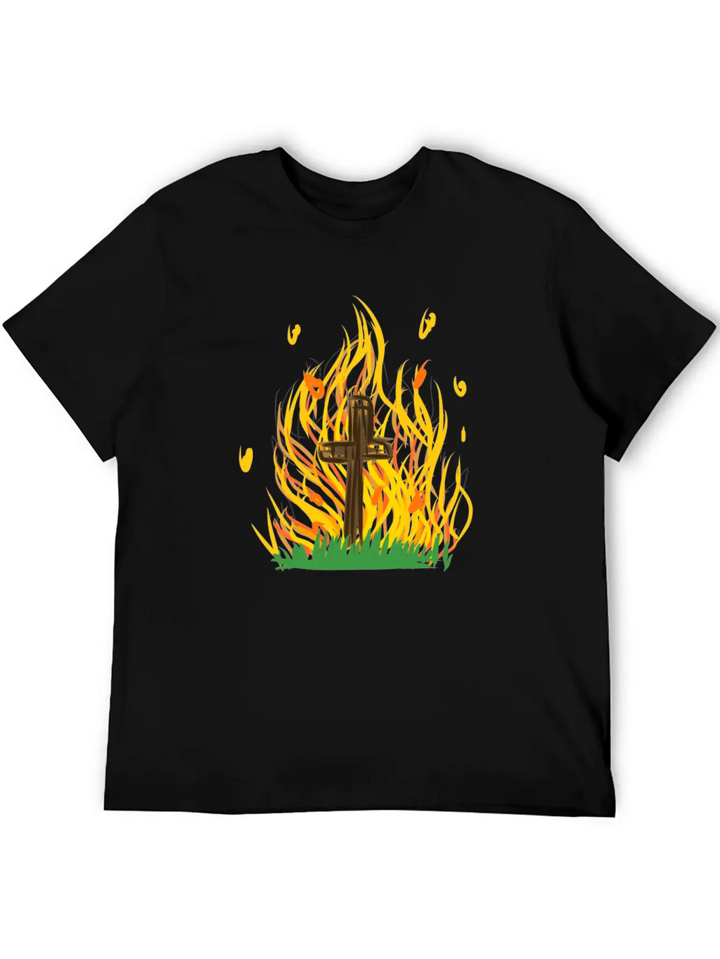 Cross Fire Burning Essential Cotton Tee For Daily Outfits – Unisex Style