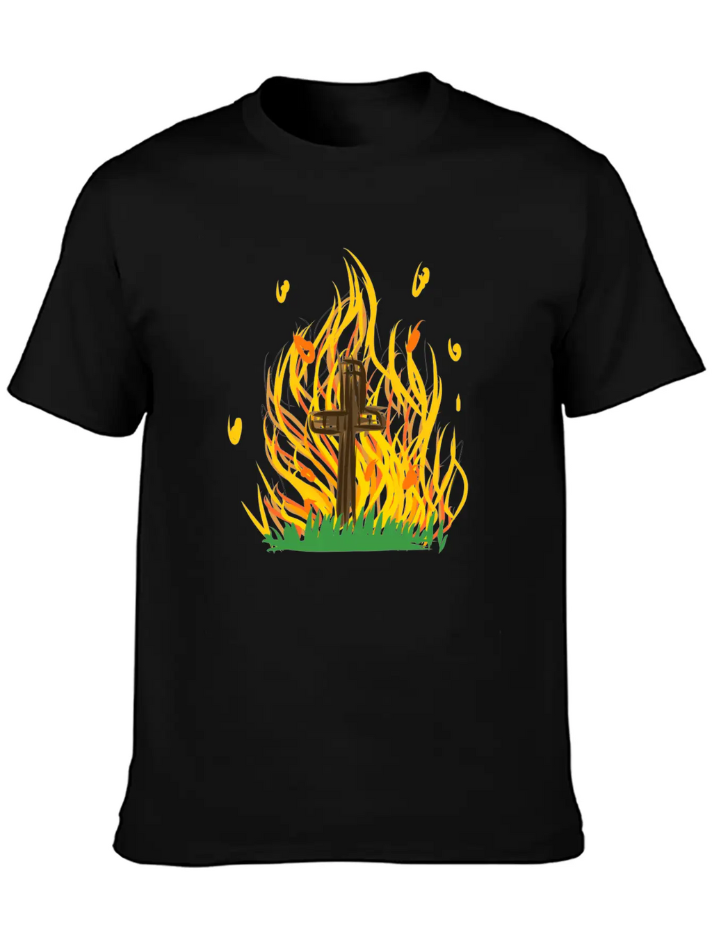 Cross Fire Burning Essential Cotton Tee For Daily Outfits – Unisex Style