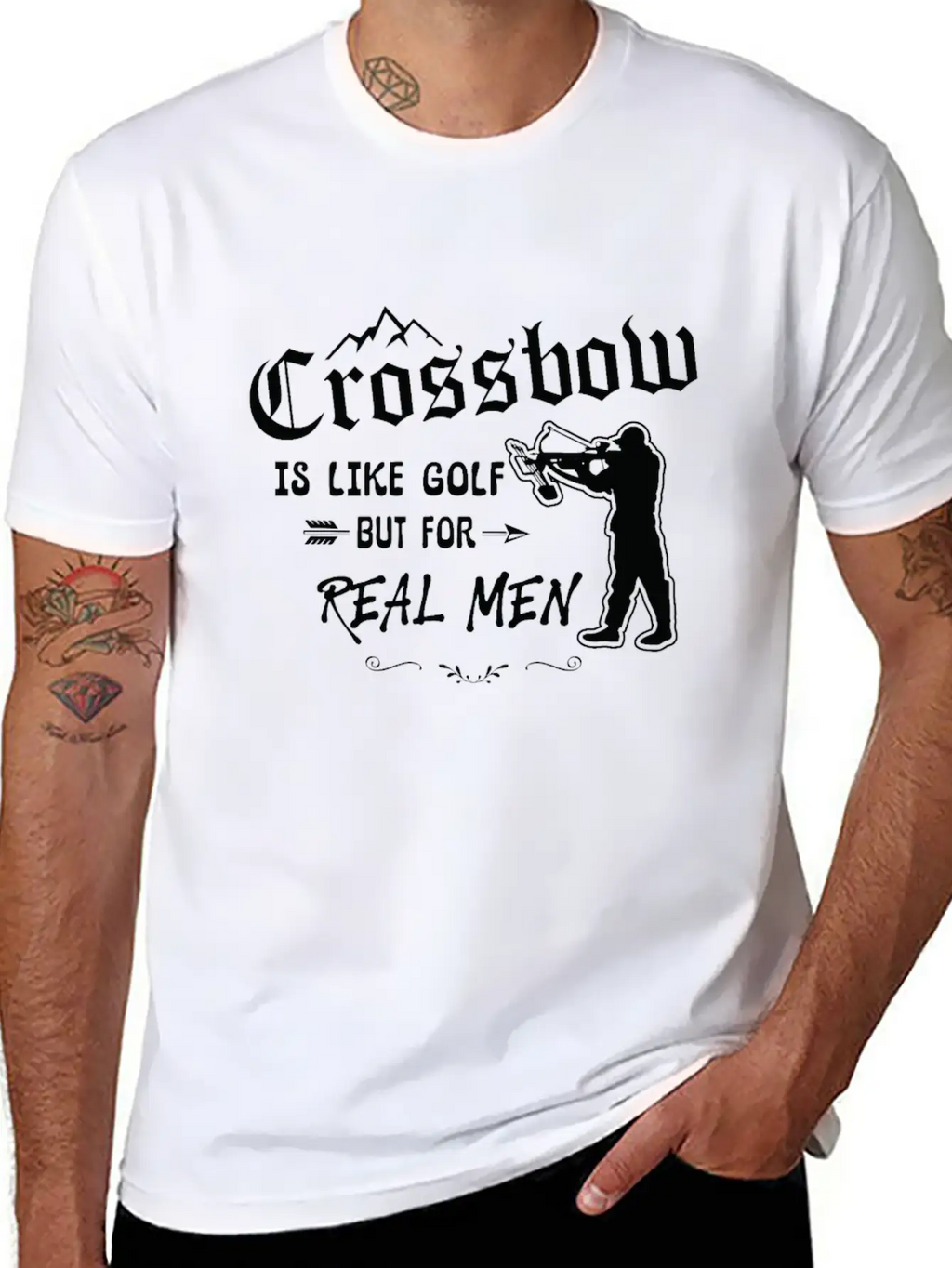 Crossbow Is Like Golf For Real Men Archery Archer Unisex Short Sleeve Soft Cotton T-Shirt – Casual Everyday Wear