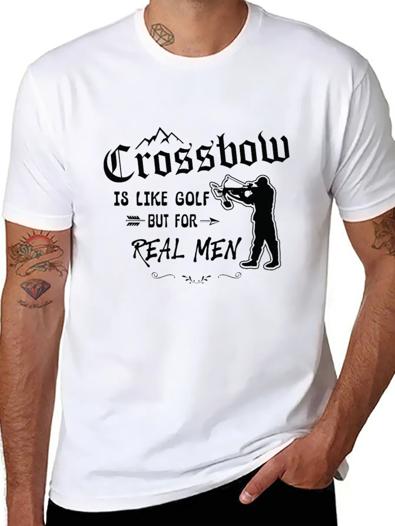 Crossbow Is Like Golf For Real Men Archery Archer Unisex Short Sleeve Soft Cotton T-Shirt – Casual Everyday Wear