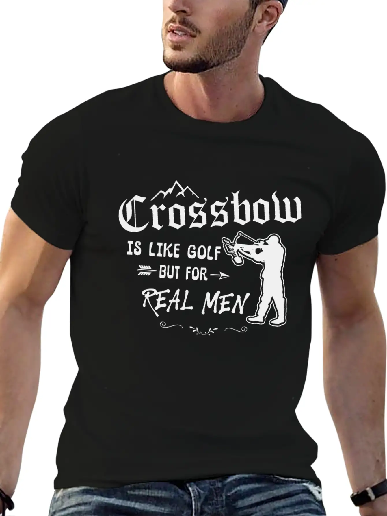 Crossbow Is Like Golf For Real Men Archery Archer Unisex Short Sleeve Soft Cotton T-Shirt – Casual Everyday Wear