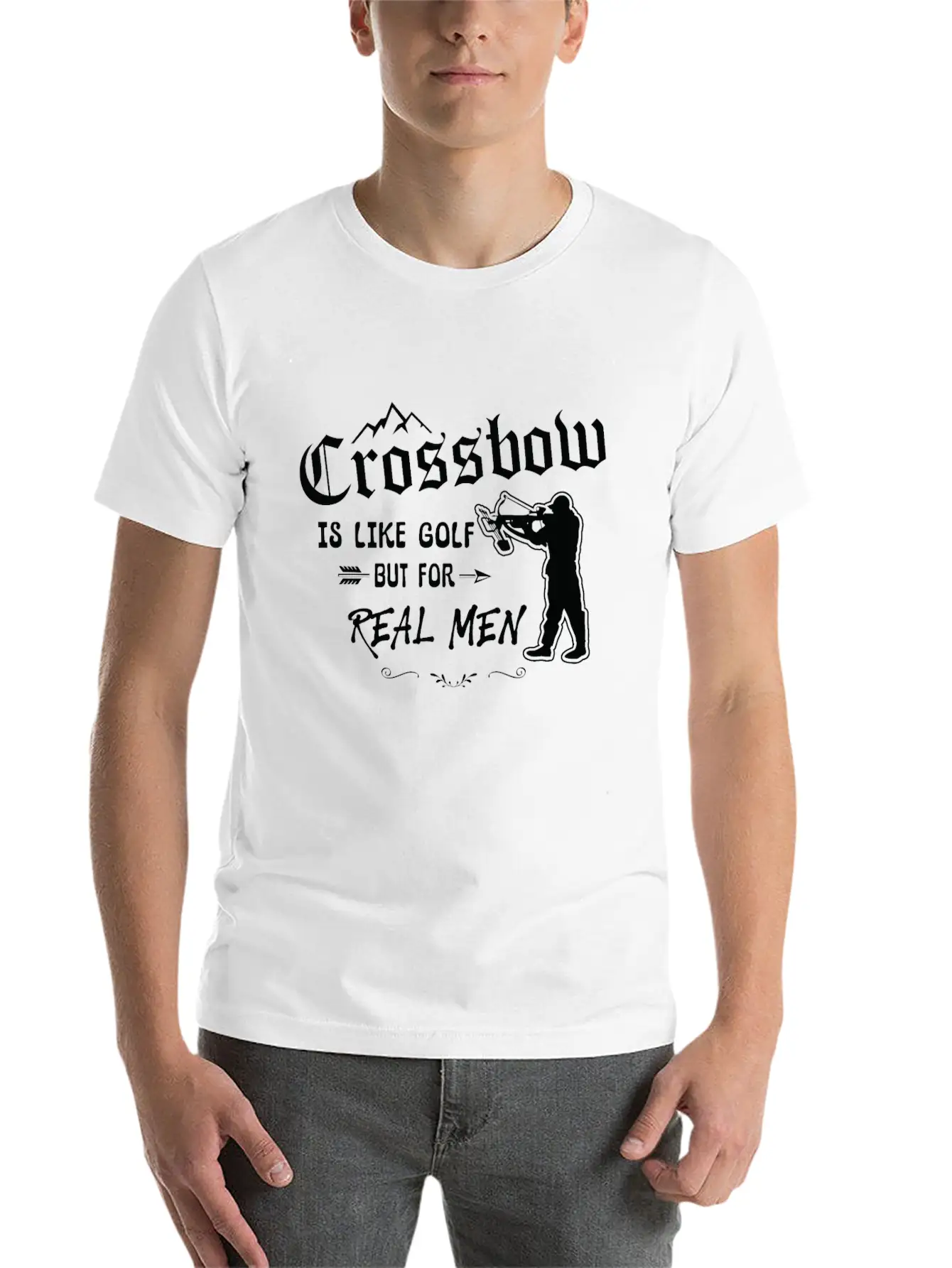 Crossbow Is Like Golf For Real Men Archery Archer Unisex Short Sleeve Soft Cotton T-Shirt – Casual Everyday Wear