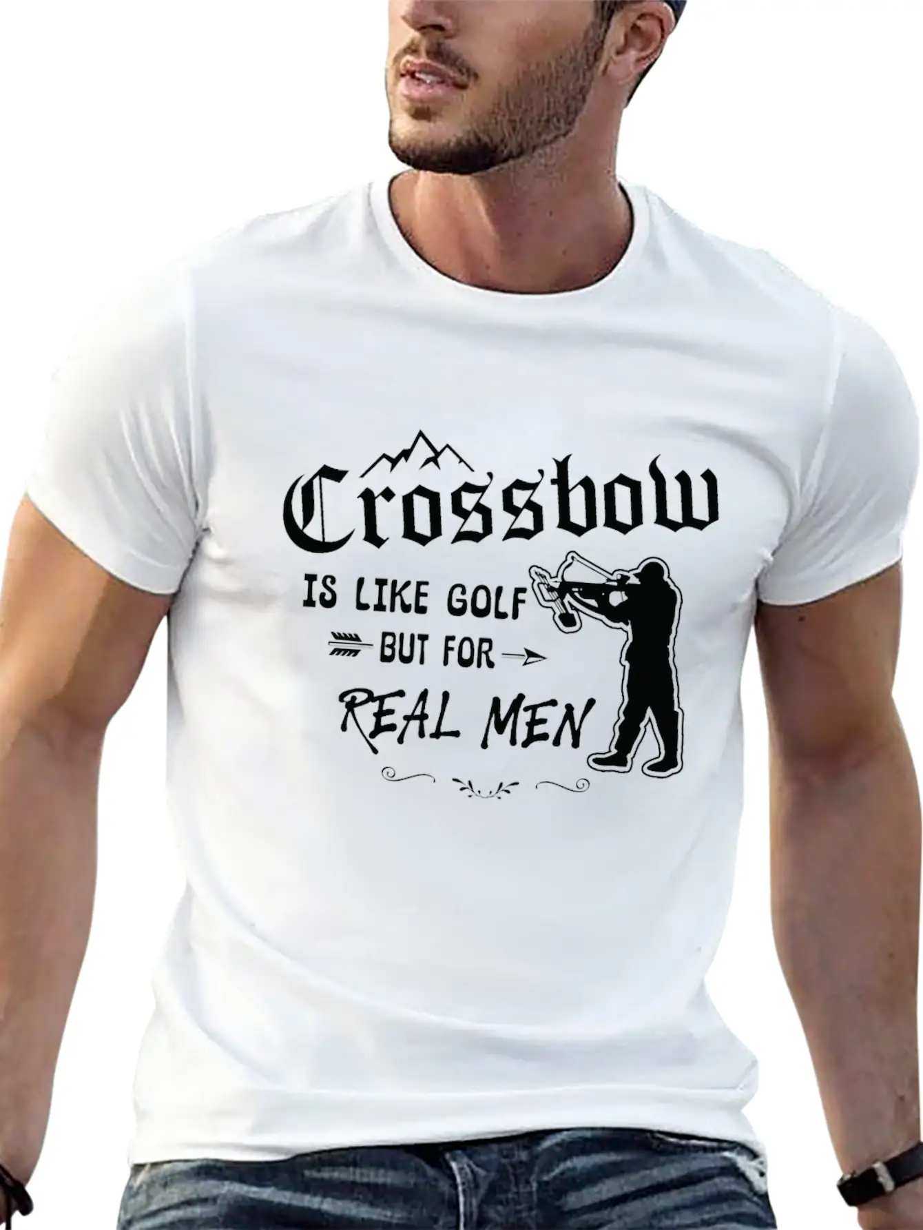 Crossbow Is Like Golf For Real Men Archery Archer Unisex Short Sleeve Soft Cotton T-Shirt – Casual Everyday Wear