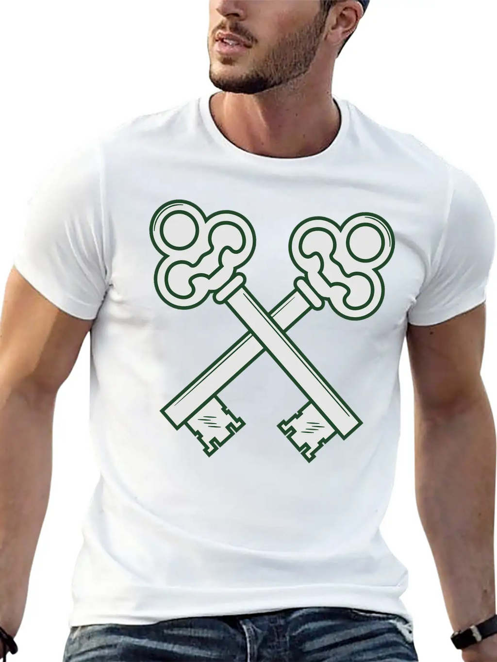 Crossed Keys Unisex Short Sleeve Soft Cotton T-Shirt – Casual Everyday Wear