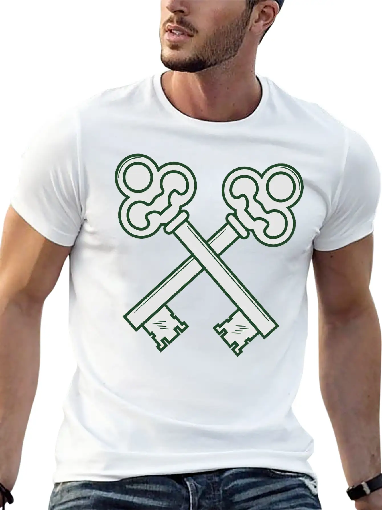 Crossed Keys Unisex Short Sleeve Soft Cotton T-Shirt – Casual Everyday Wear