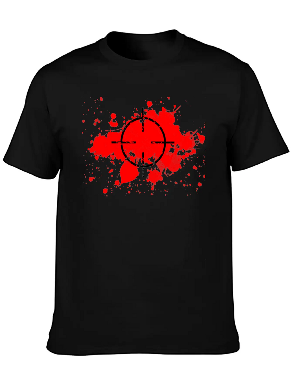 CROSSHAIRS & BLOOD SPLATTERS Unisex Short Sleeve Soft Cotton T-Shirt – Casual Everyday Wear