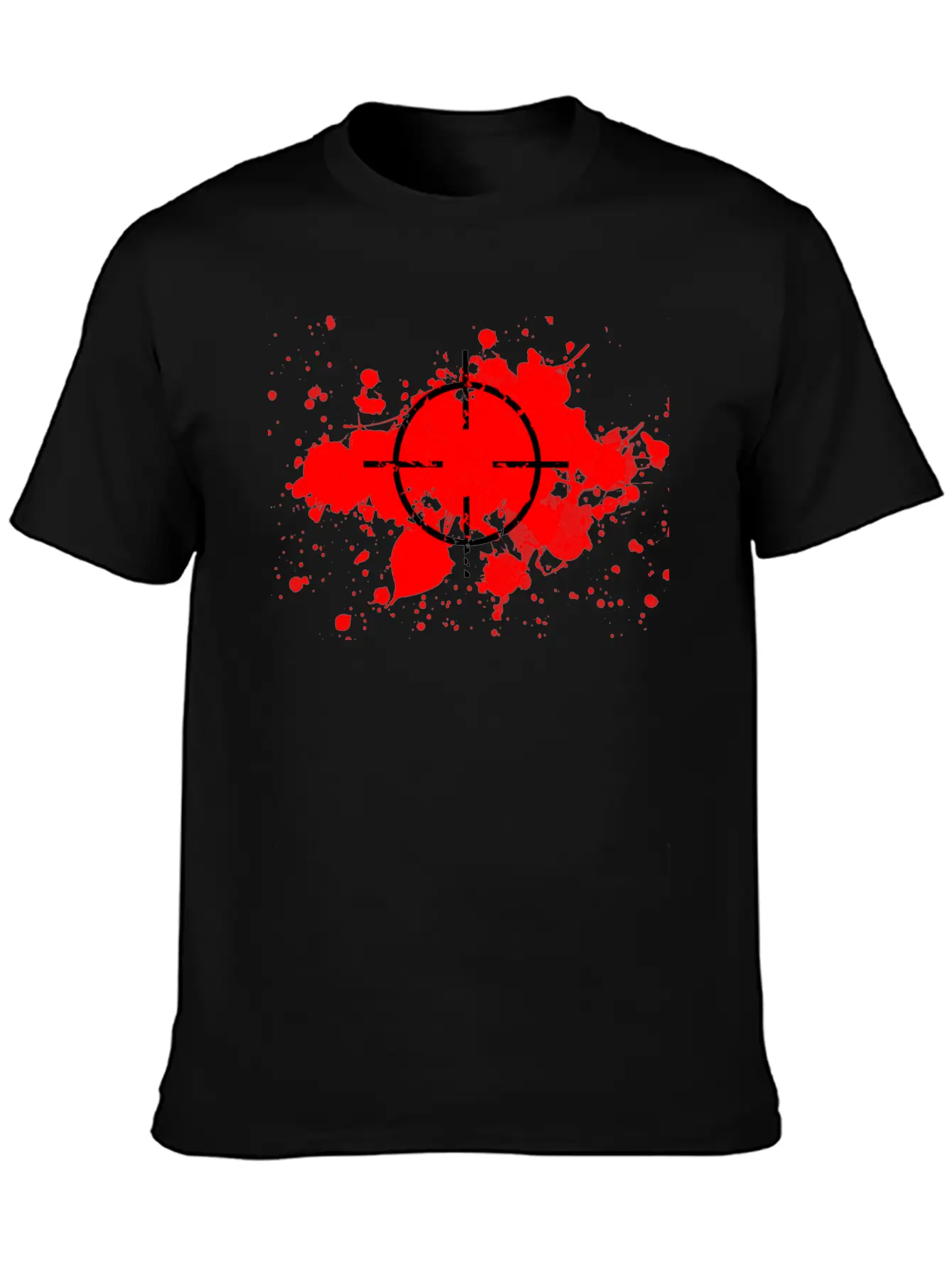 CROSSHAIRS & BLOOD SPLATTERS Unisex Short Sleeve Soft Cotton T-Shirt – Casual Everyday Wear