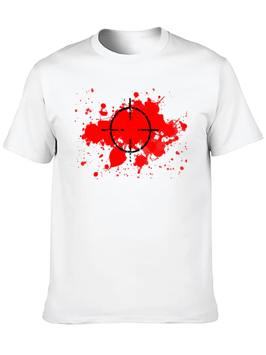 CROSSHAIRS & BLOOD SPLATTERS Unisex Short Sleeve Soft Cotton T-Shirt – Casual Everyday Wear