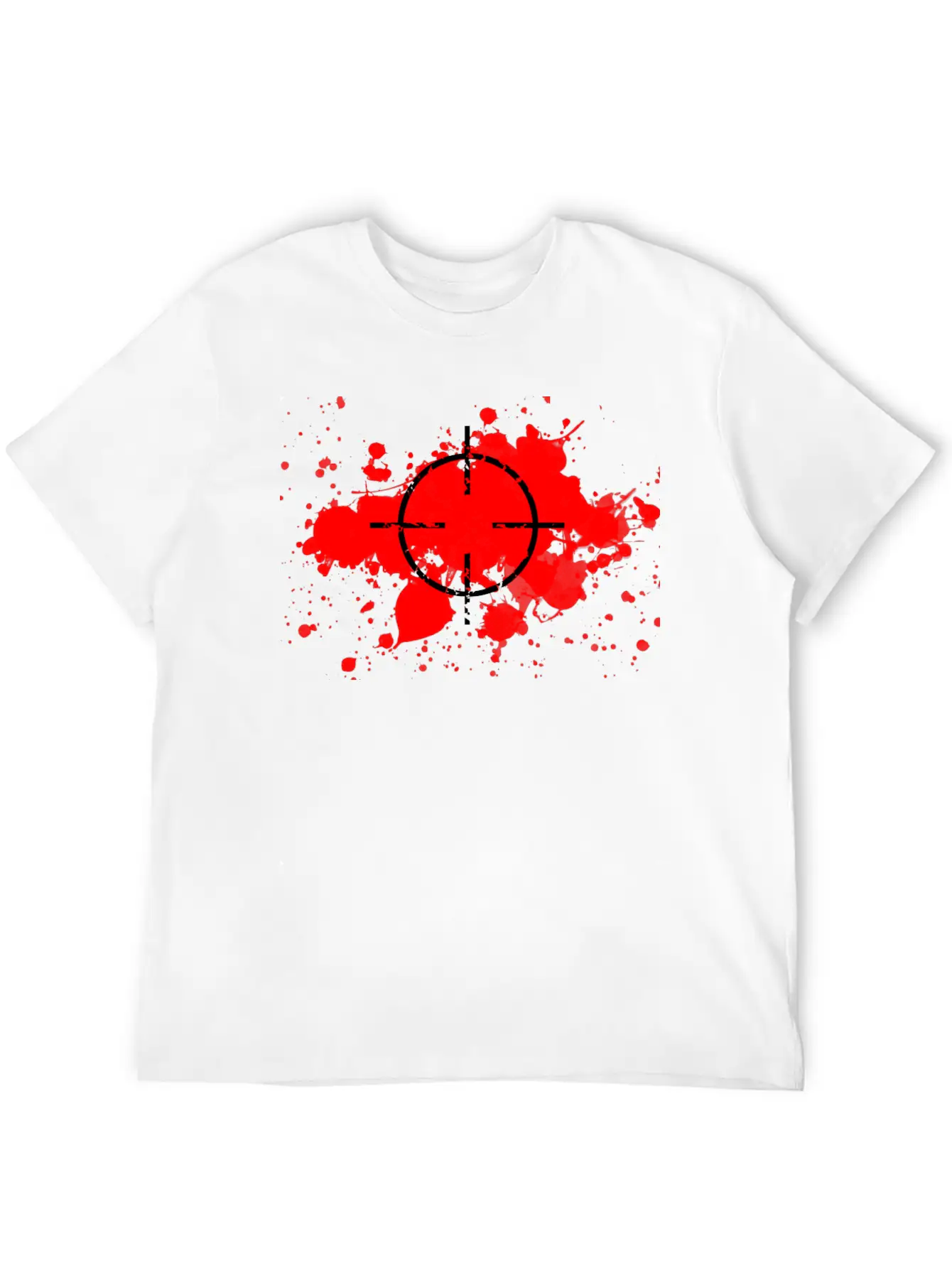 CROSSHAIRS & BLOOD SPLATTERS Unisex Short Sleeve Soft Cotton T-Shirt – Casual Everyday Wear