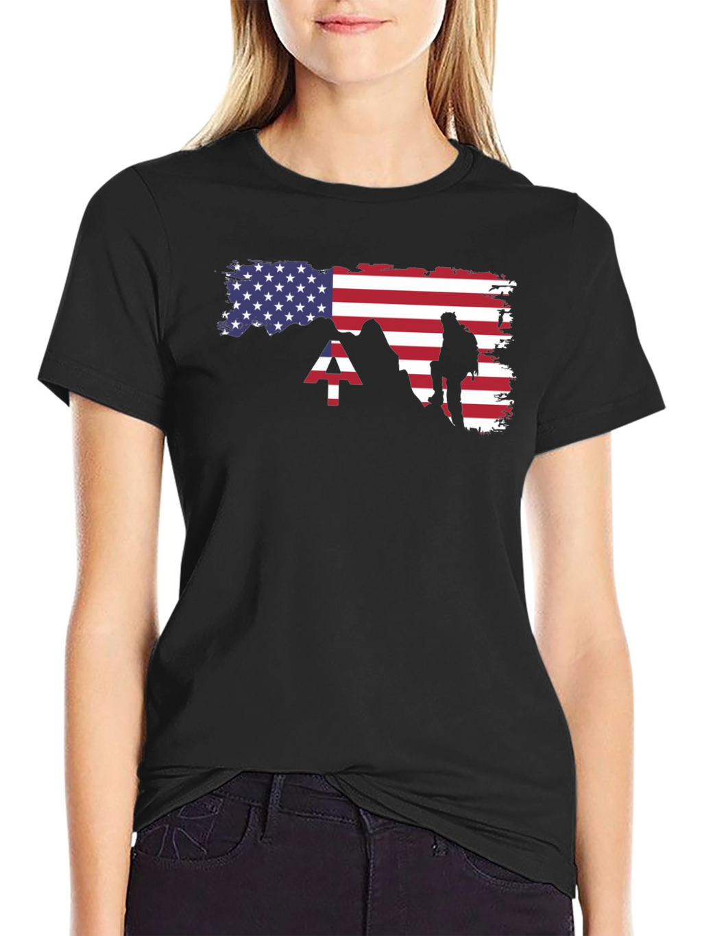 American Flag Mountain Hiker T-Shirt
