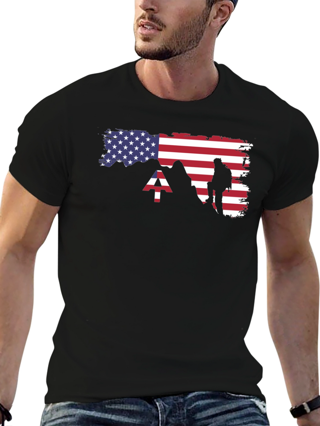 American Flag Mountain Hiker T-Shirt