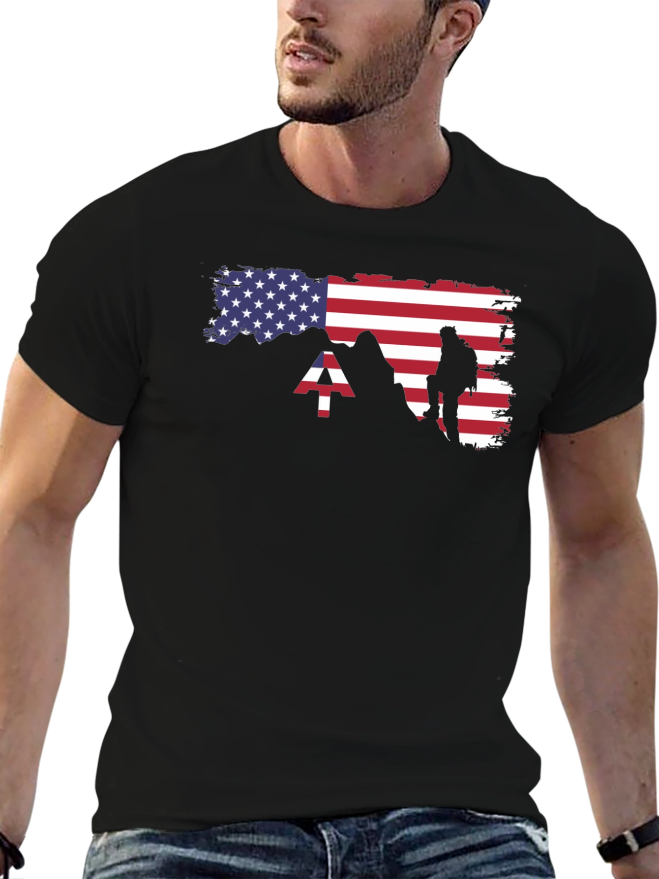 American Flag Mountain Hiker T-Shirt