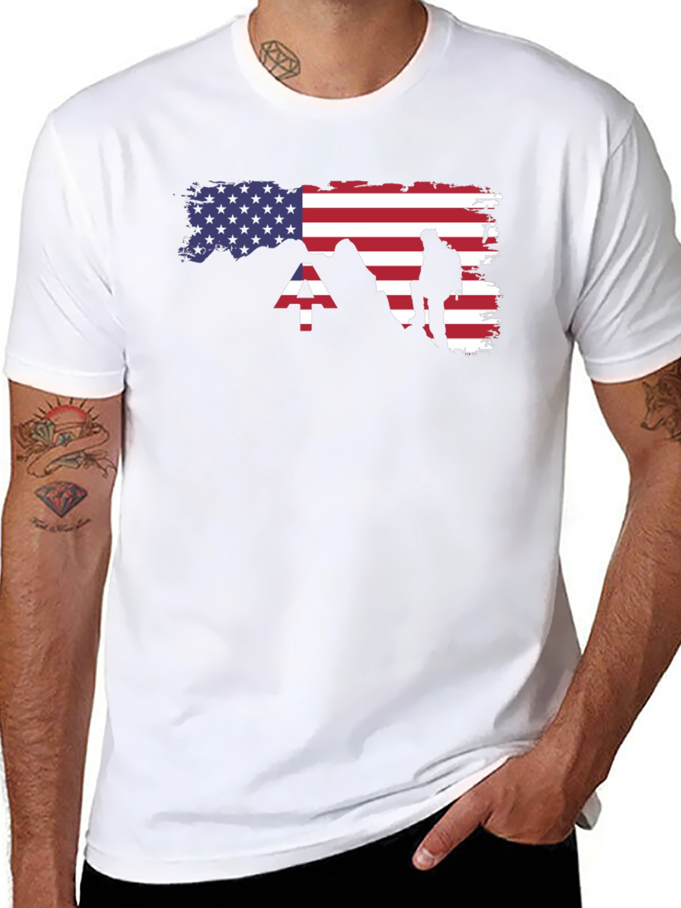 American Flag Mountain Hiker T-Shirt
