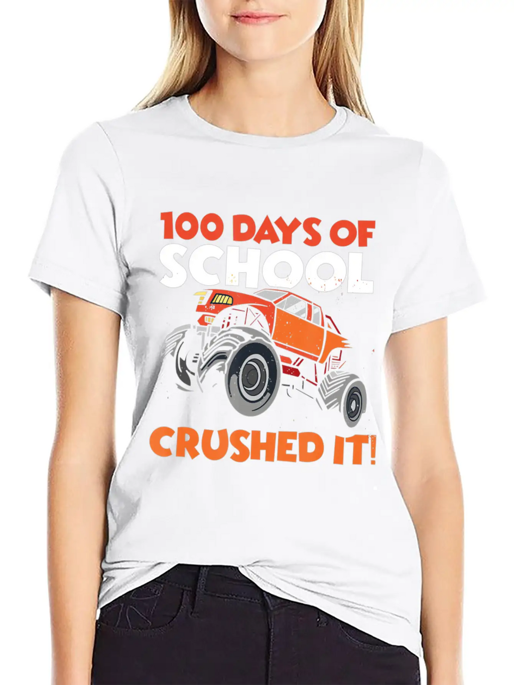 Crushed 100 Days Of School Monster Truck 100th Day Unisex Casual T-Shirt – Clean Design For Daily Comfort