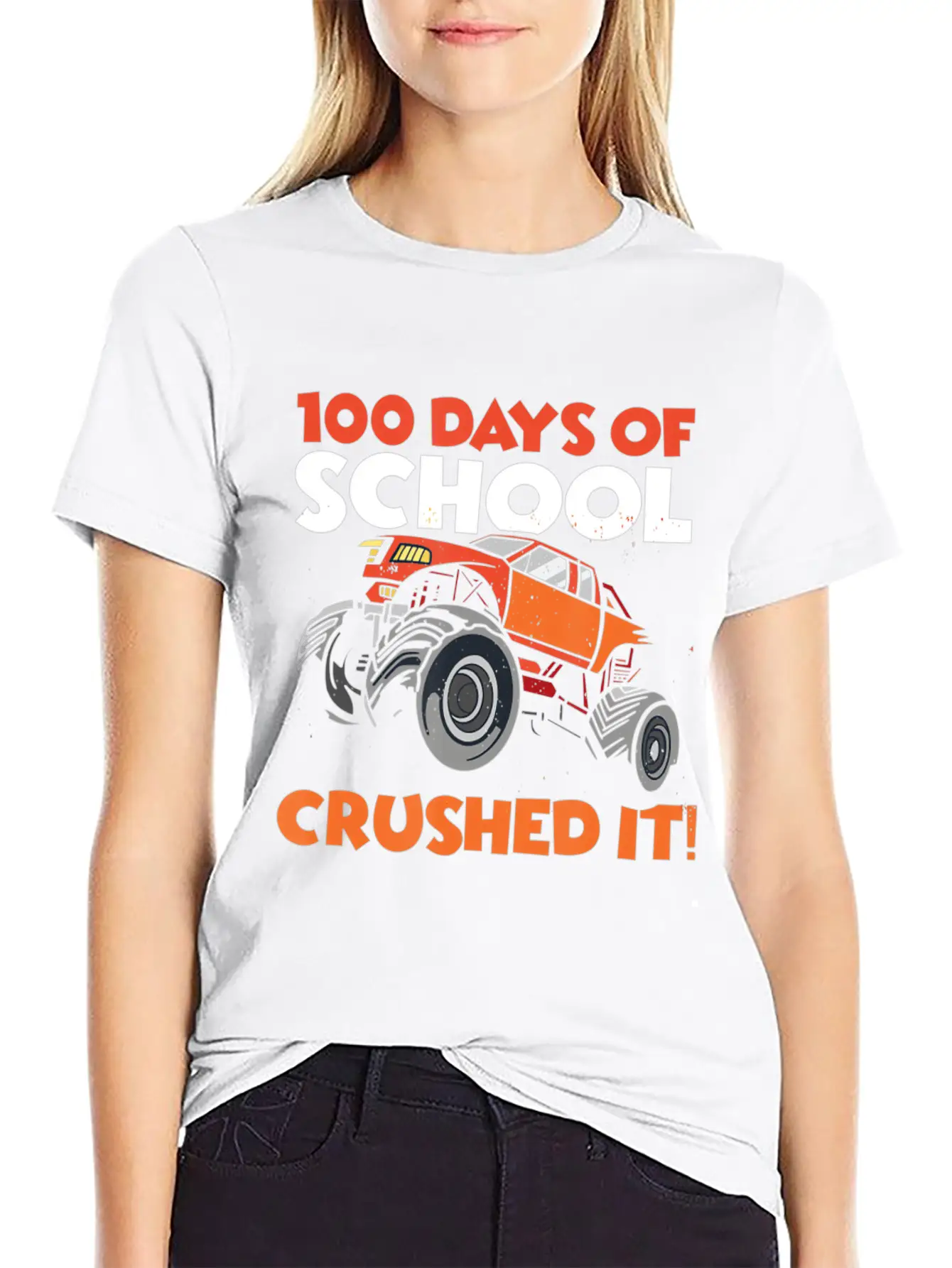 Crushed 100 Days Of School Monster Truck 100th Day Unisex Casual T-Shirt – Clean Design For Daily Comfort
