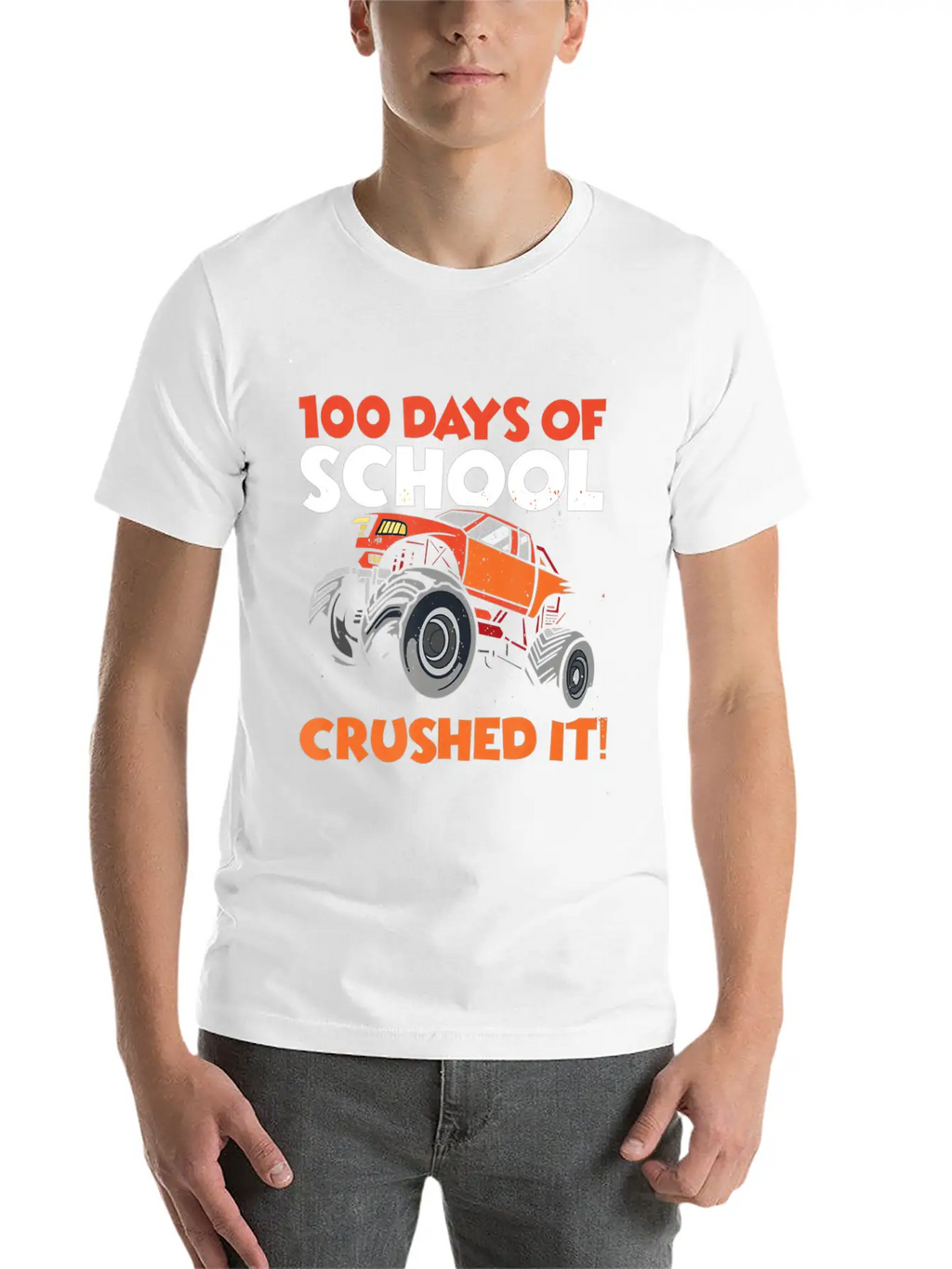Crushed 100 Days Of School Monster Truck 100th Day Unisex Casual T-Shirt – Clean Design For Daily Comfort