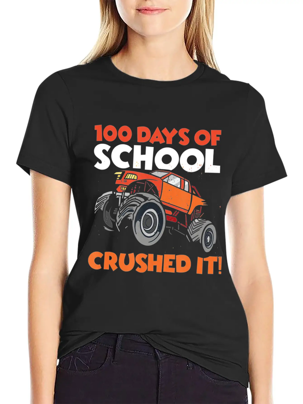 Crushed 100 Days Of School Monster Truck 100th Day Unisex Casual T-Shirt – Clean Design For Daily Comfort
