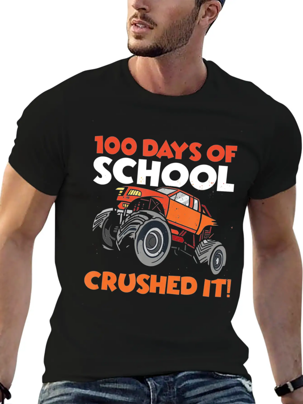 Crushed 100 Days Of School Monster Truck 100th Day Unisex Casual T-Shirt – Clean Design For Daily Comfort