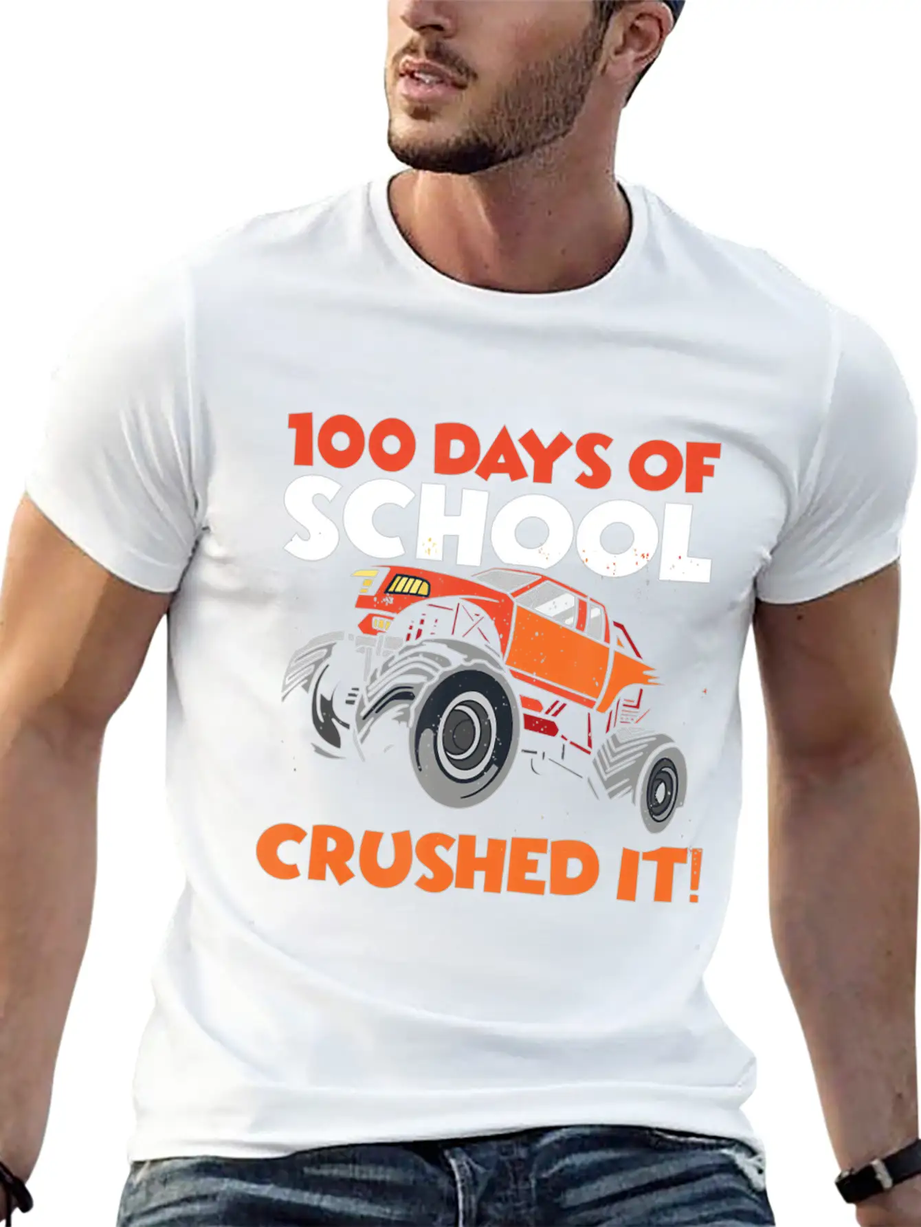Crushed 100 Days Of School Monster Truck 100th Day Unisex Casual T-Shirt – Clean Design For Daily Comfort