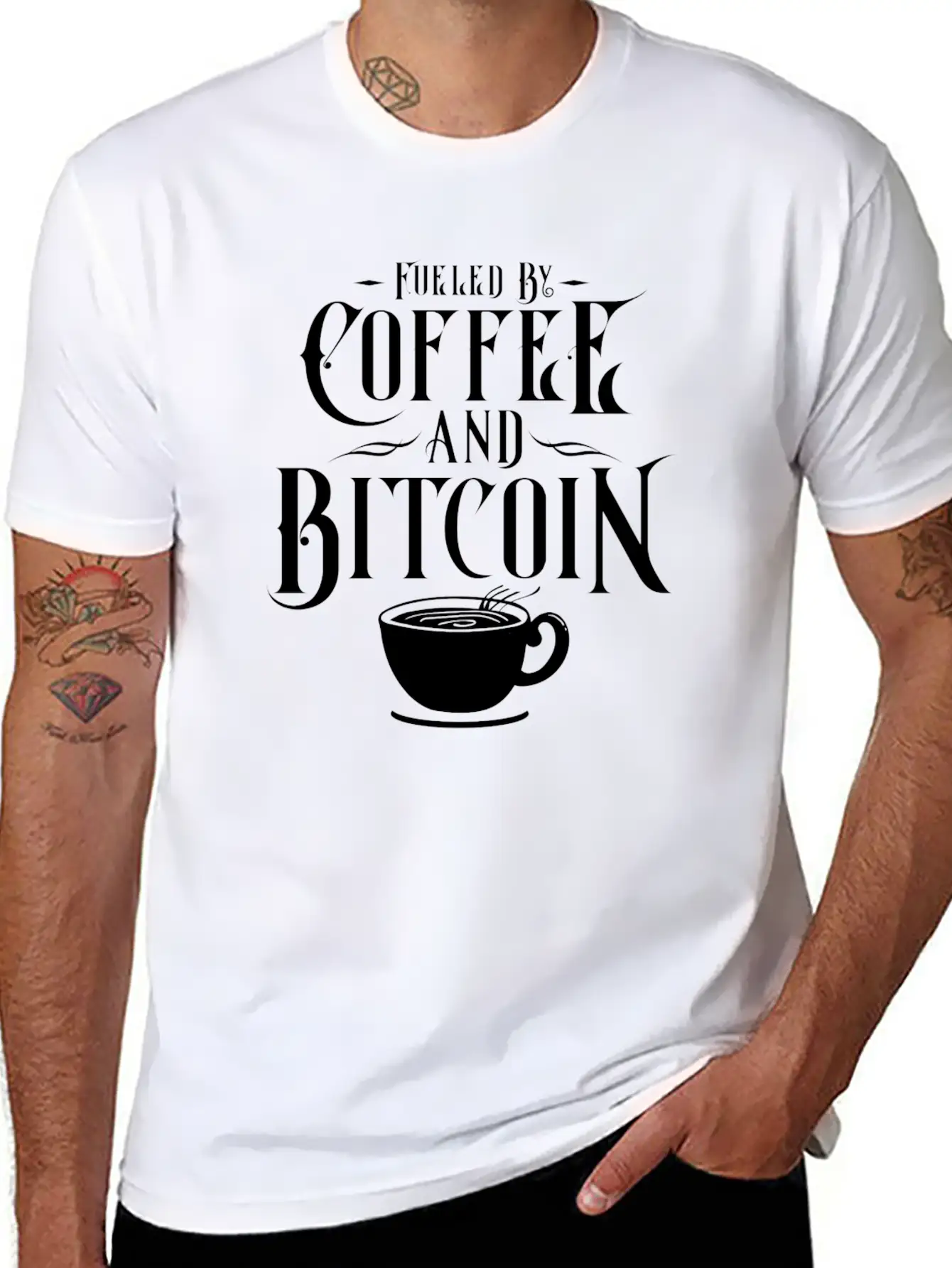 CRYPTO BLOCKCHAIN: COFFEE AND Bitcoin Unisex Casual T-Shirt – Clean Design For Daily Comfort