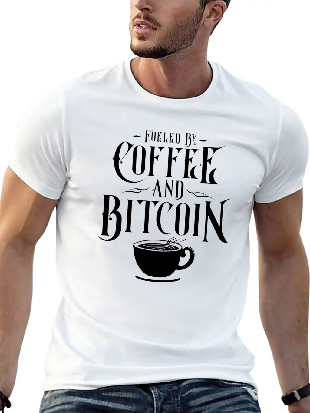 CRYPTO BLOCKCHAIN: COFFEE AND Bitcoin Unisex Casual T-Shirt – Clean Design For Daily Comfort